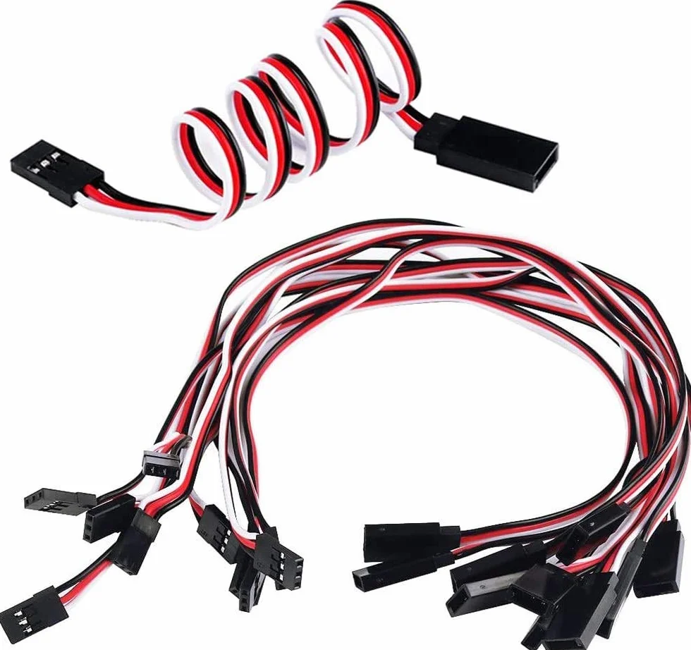 POFET 10 sztuk przedłużacz Servo kabel przyłączeniowy 50 cm 3-biegunowy kabel wtyczka JR i gniazdo Futaba do samolotu RC