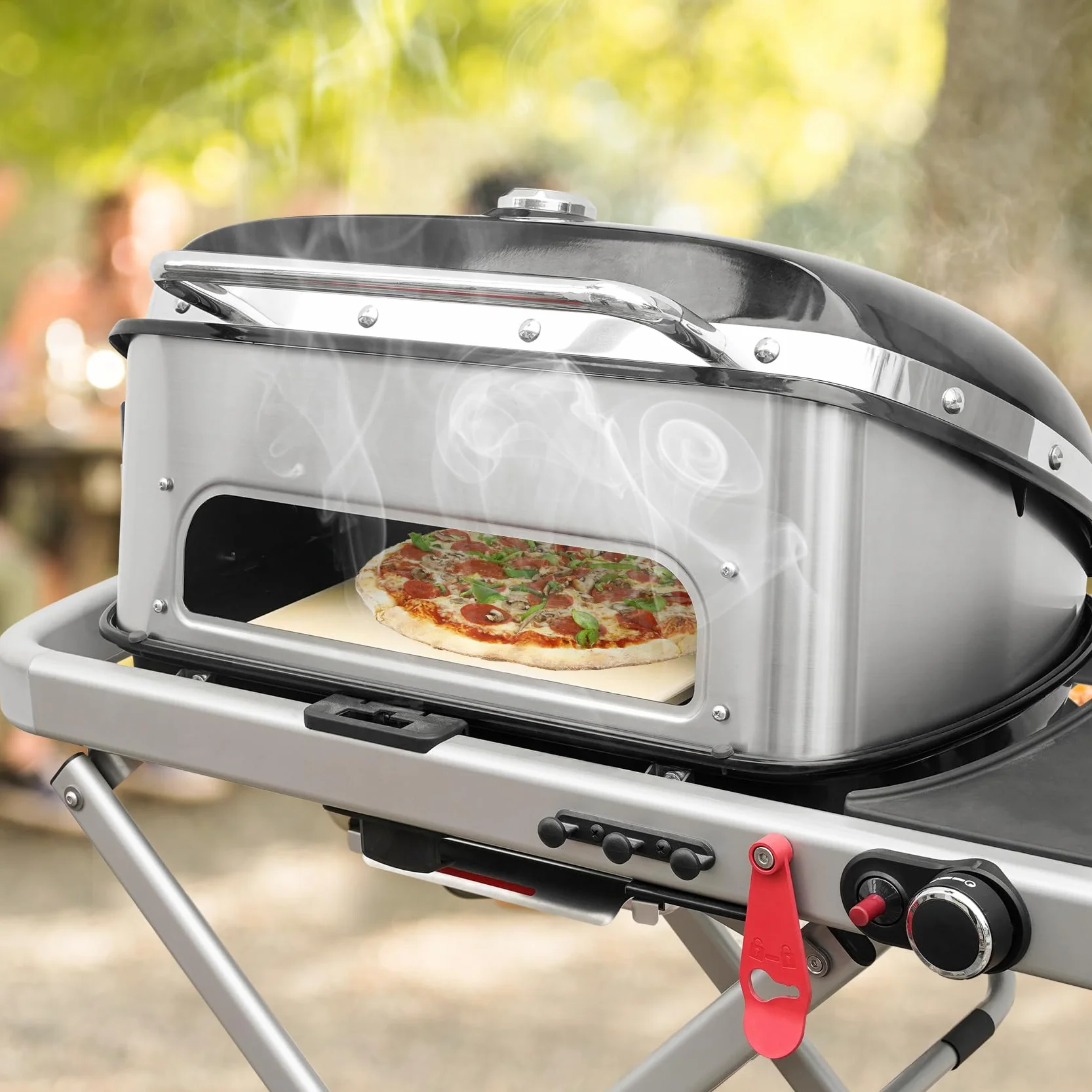onlyfire Uniwersalny zestaw pierścieni do pizzy i rożna ze stali nierdzewnej do grilla gazowego Weber Traveler