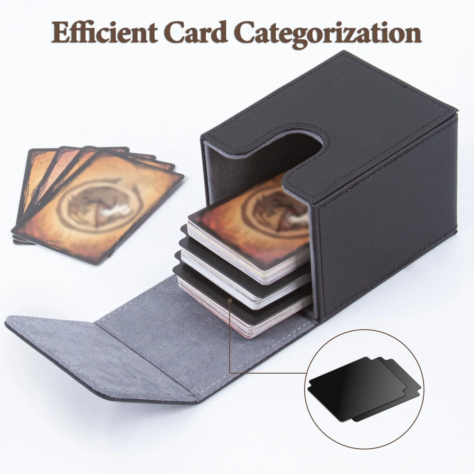 ECOSEAO MTG Deck Box, pudełko na karty magnetyczne YuGiOh TCG, ponad 100 kart, pudełko na karty magnetyczne (czarno-szare)