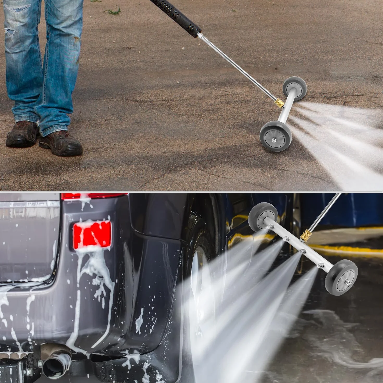 QWORK wysokociśnieniowa myjka do podłogi 4000 PSI z 2 drążkami przedłużającymi