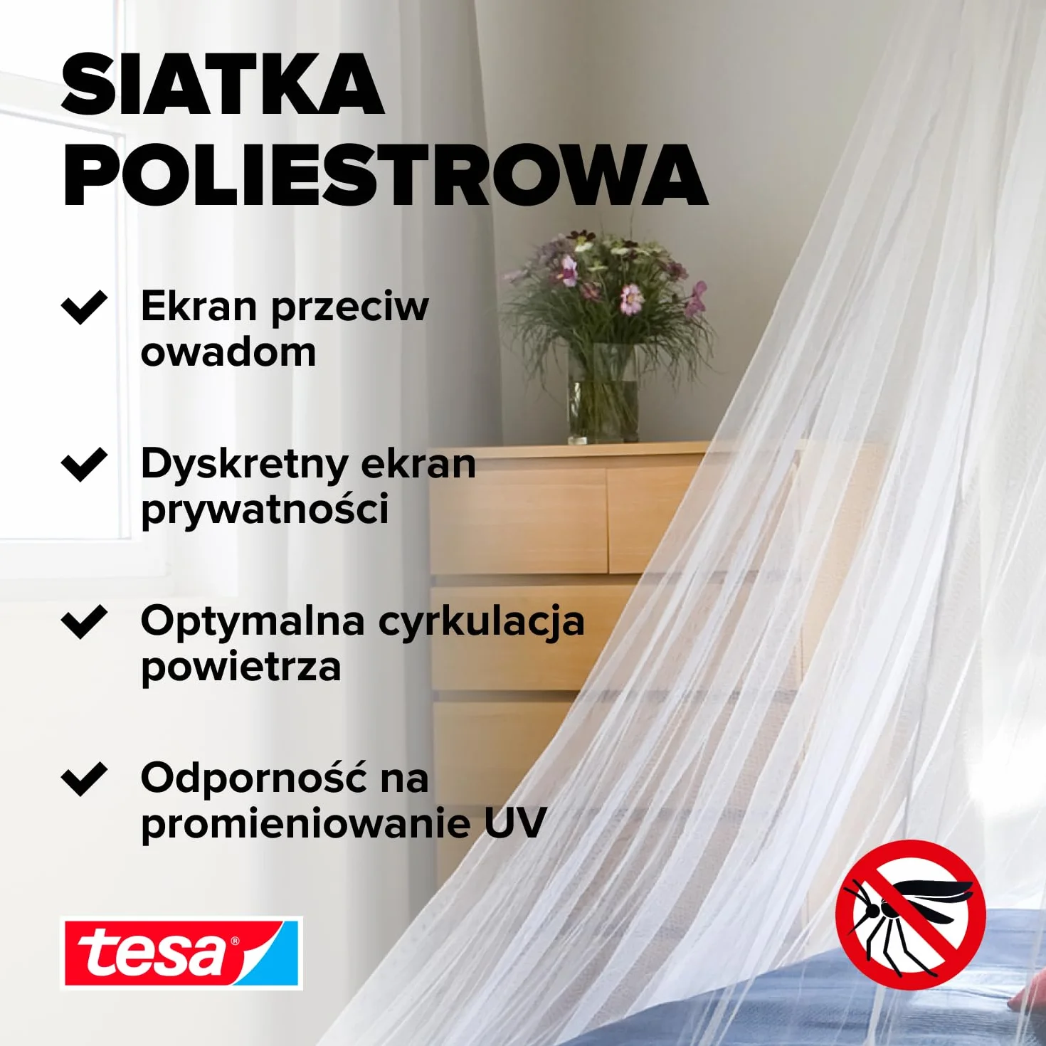 tesa Insect Stop Comfort Moskitiera na Łóżko 125 x 250 cm Biała