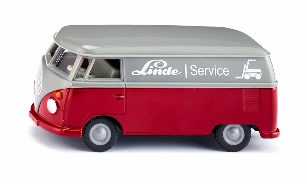 siku 2362, VW T1 Transporter, 1:50, Metal/Tworzywo sztuczne, Czerwony/Szary, Zabawkowy samochód, Drzwi do otwierania, Sprzęg przyczepy