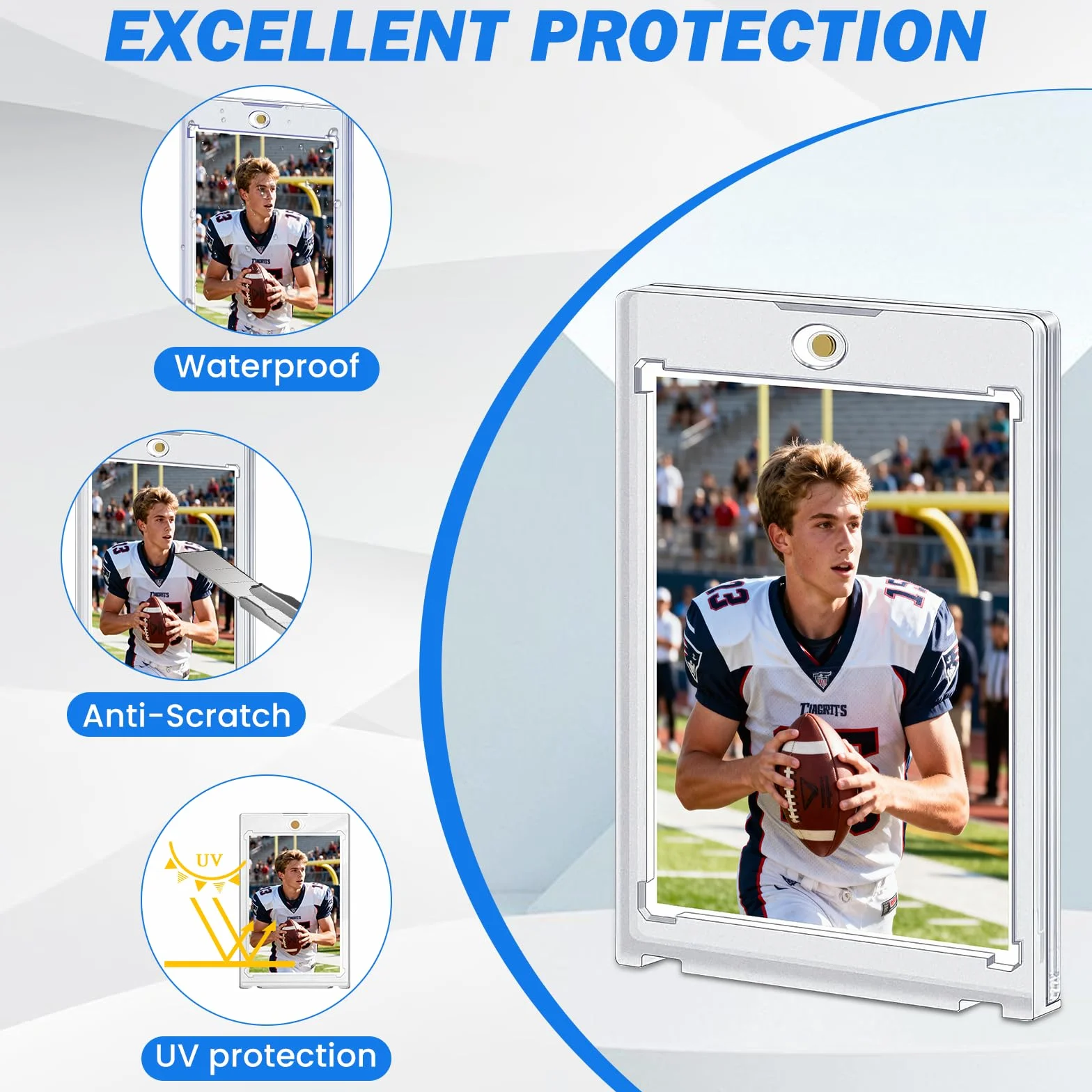 Zorplex 16 Sztuk Magnetycznych Uchwytów na Karty, 35 PT Twarde Etui na Kartys Trading Card Holder z Ochroną Uv, Przezroczyste Etui magnetyczne karty do gier, Standardowe Kartys Sportowe