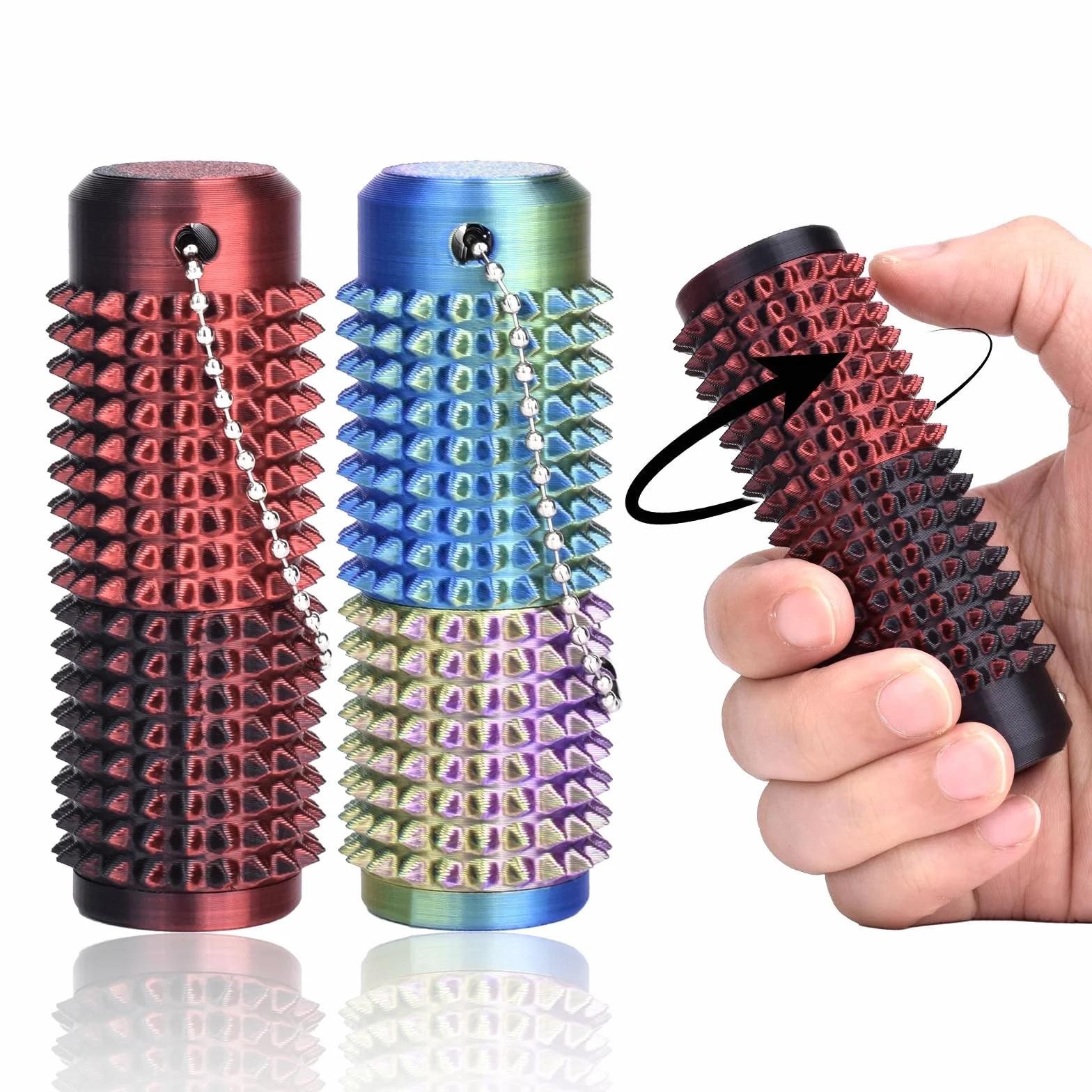 ATOMUS 2 szt. Scrollable Ouchies fidget Zabawka Spiky Grippie Stim Breloczek do kluczy Ból Stim Fidget Breloczek do kluczy Spiky Zabawka sensoryczna
