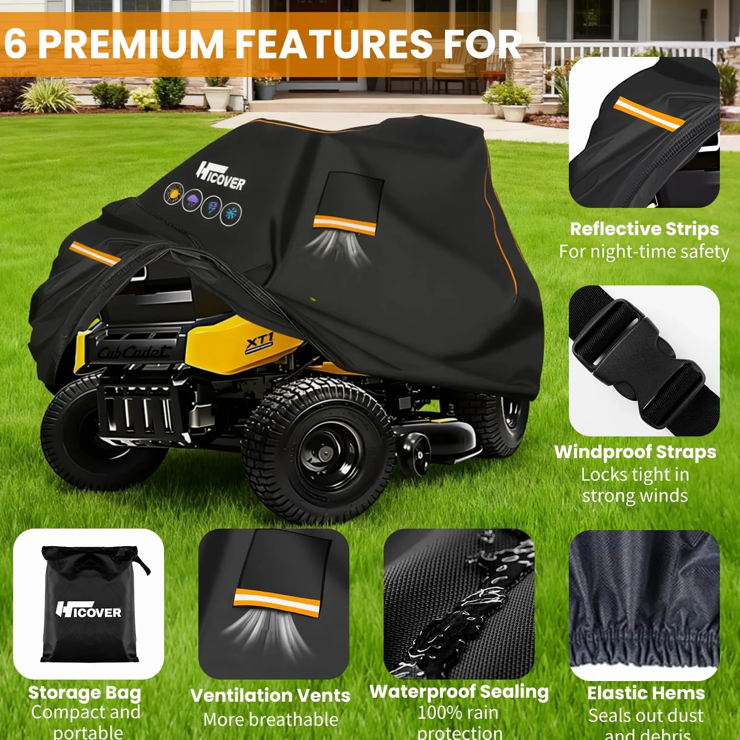 Pokrowiec na kosiarkę nasiadową 600D Oxford PU wodoszczelny Heavy Duty