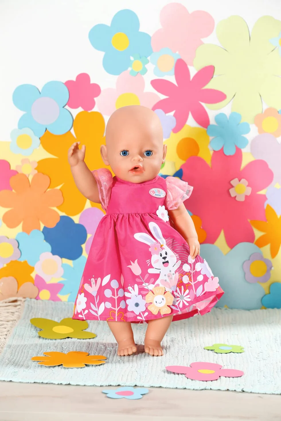 BABY born Dress Flowers - Fits BABY born dolls up to 43cm - Set Includes Flower Dress and hanger - Suitable for children aged 3+ years - 832639
