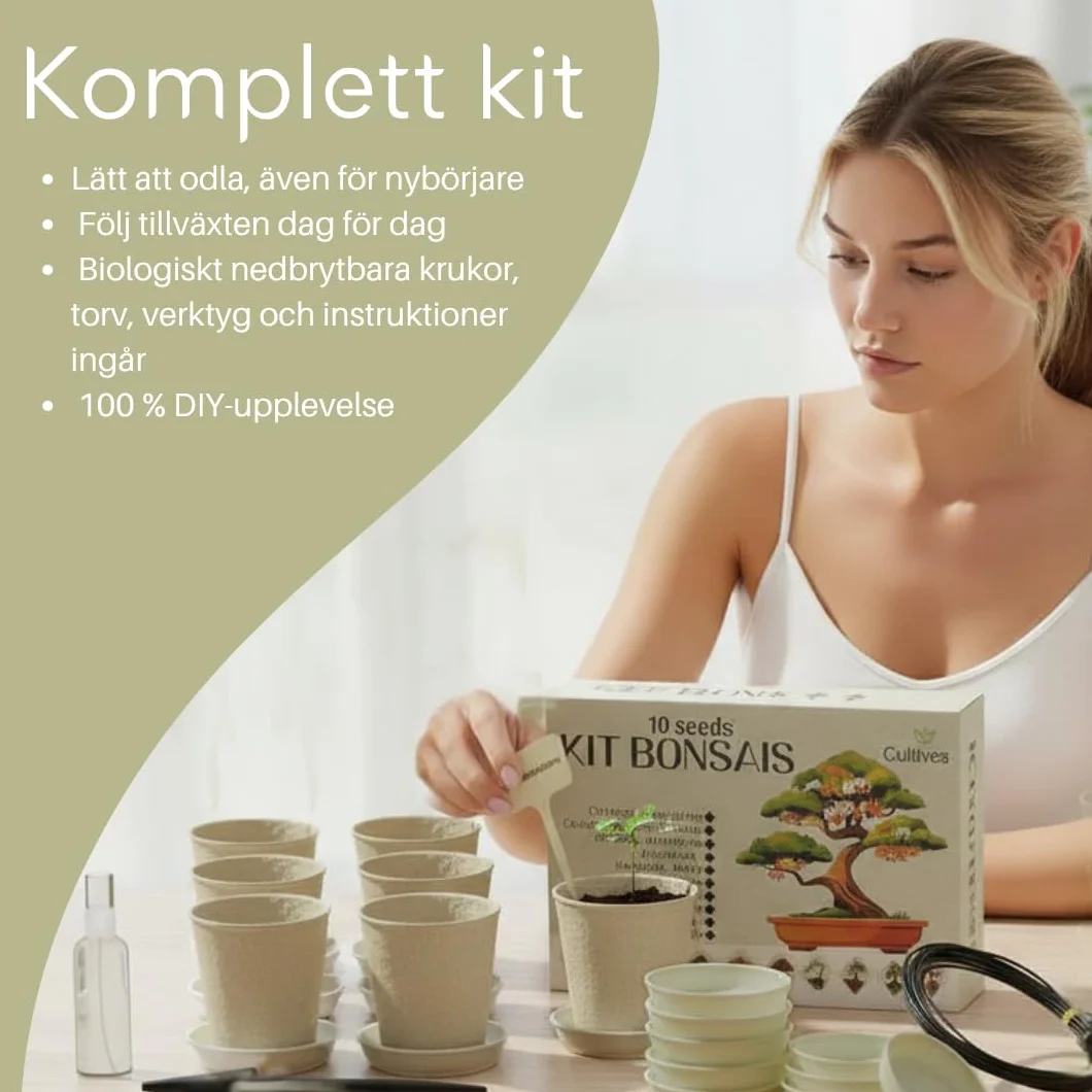 CULTIVEA® Zestaw bonsai 10 drzew - Kompletny zestaw dla początkujących z nasionami, doniczkami, narzędziami i przewodnikiem