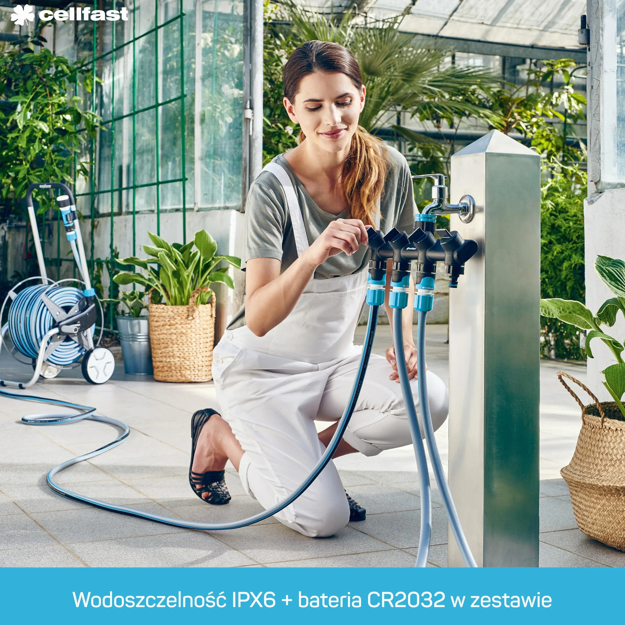 Cellfast Przepływomierz Ogrodowy Wodomierz do Węża z Szybkozłączem Wyświetlacz LCD 1-40 l/min