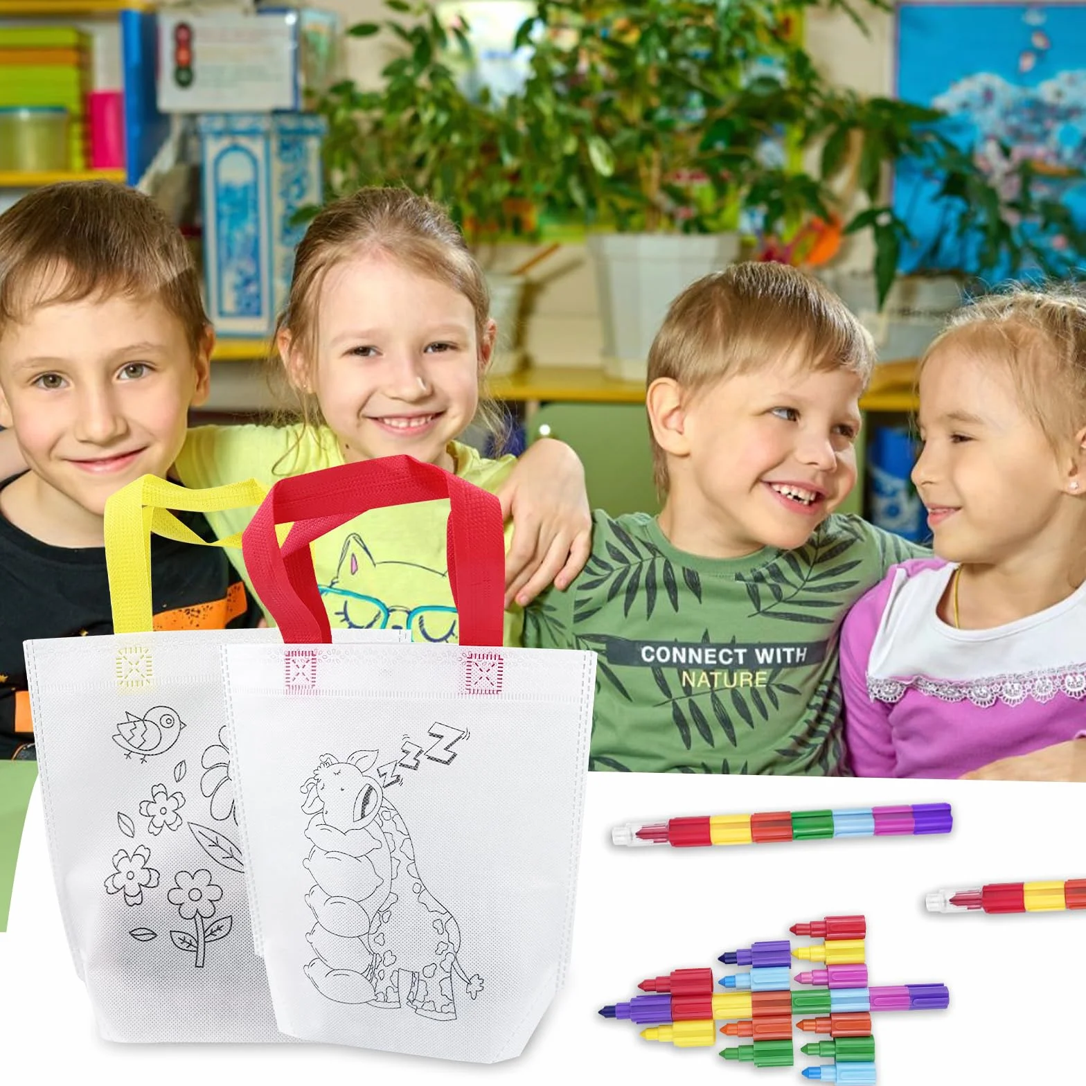 Lixiluxia 24 sztuk torebek graffiti DIY, Worki do malowania dla dzieci
