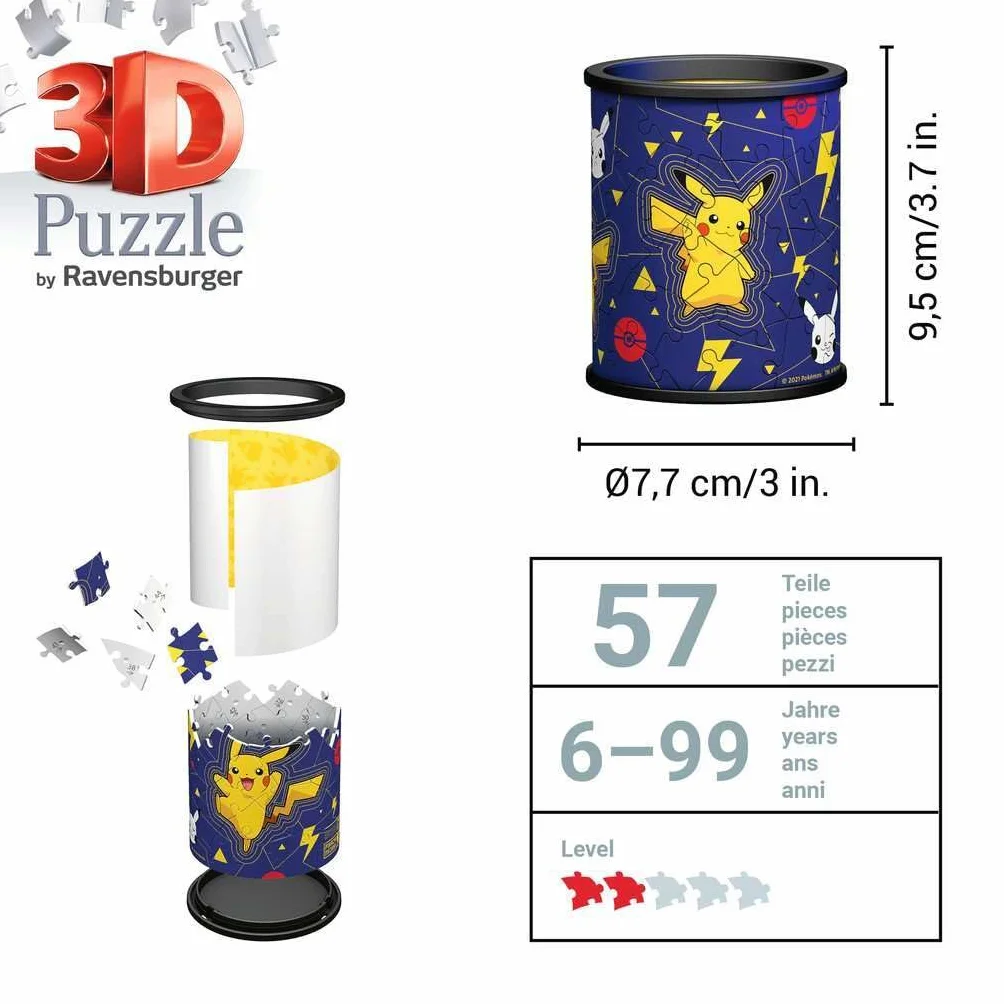 Ravensburger, Puzzle 3D Przybornik Pikachu 54 elementy