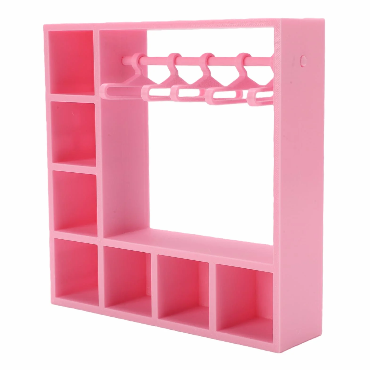 Generic Pudełko Wystawowe z Akcesoriami dla Lalek z 10 Wieszakami do Organizowania Ubranek dla Lalek i Szafy do Przechowywania Odzieży Idealne Ozdabiania Plastikowych Domków (PINK)