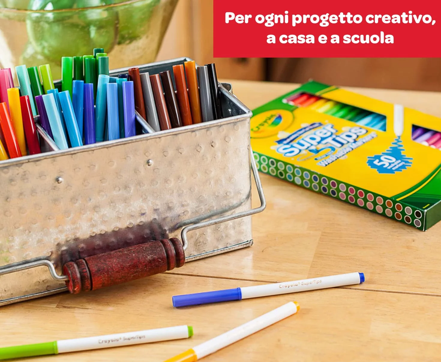 Crayola - Super Tips, Markery zmywalne średniopunktowe, zestaw 24 sztuk, do szkoły i do zabawy, różne kolory, 7551