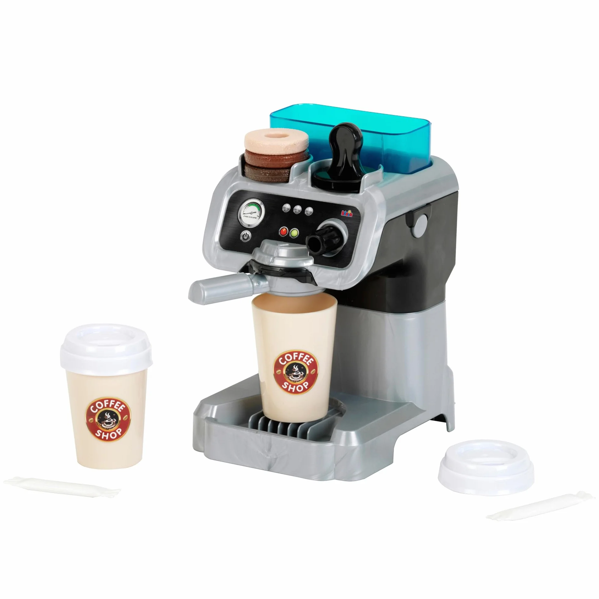 Theo Klein 9510 Ekspres do kawy Barista I Ze zbiornikiem na wod? i funkcj? ci?g?ego przep?ywu I W zestawie saszetki z kaw?, stemple, fili?anki i wiele wi?cej I Zabawka dla dzieci w wieku od 3 lat