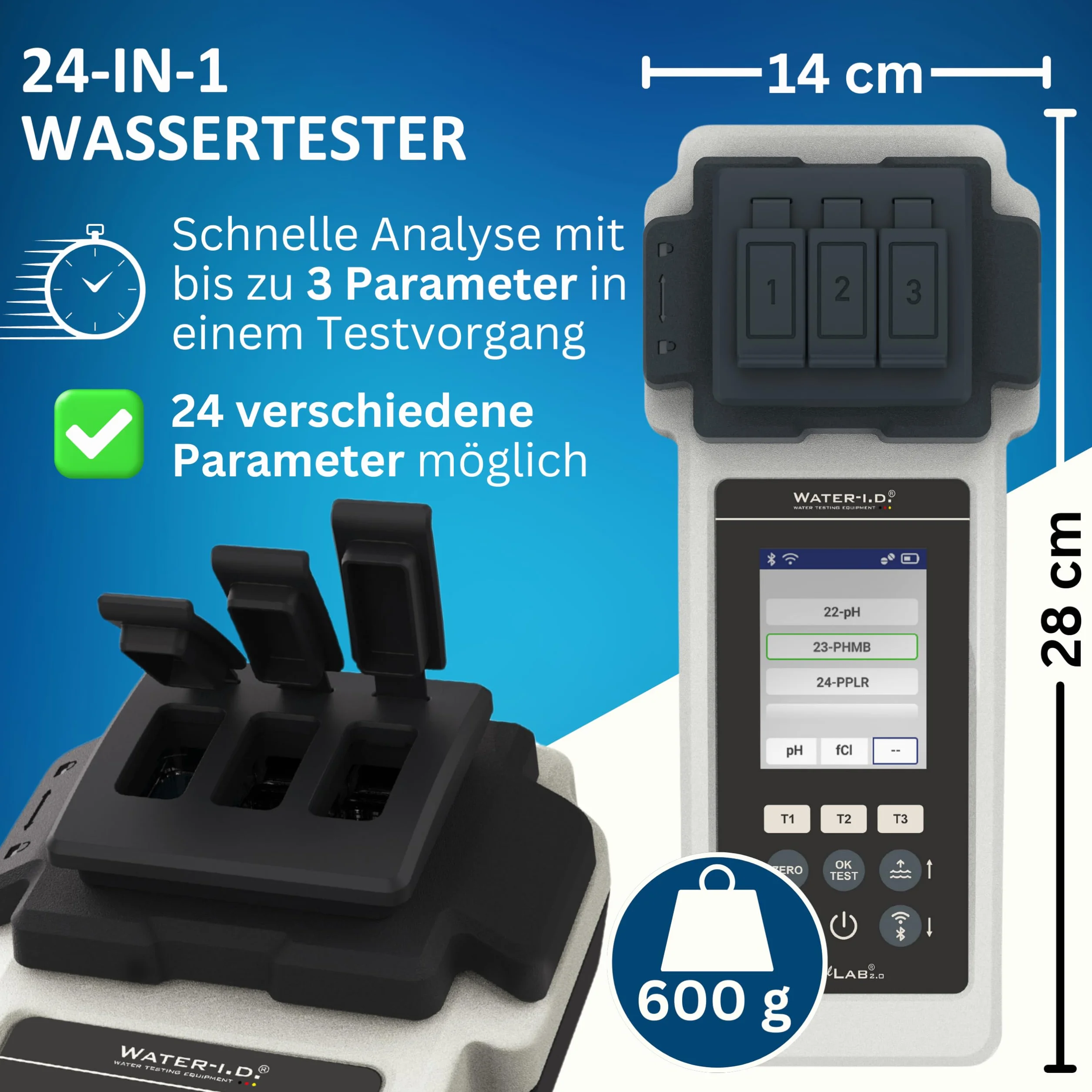 PoolLAB 2.0 Special Edition fotometr tester wody do basenów Bluetooth WLAN miernik chloru pH fenolu czerwonego