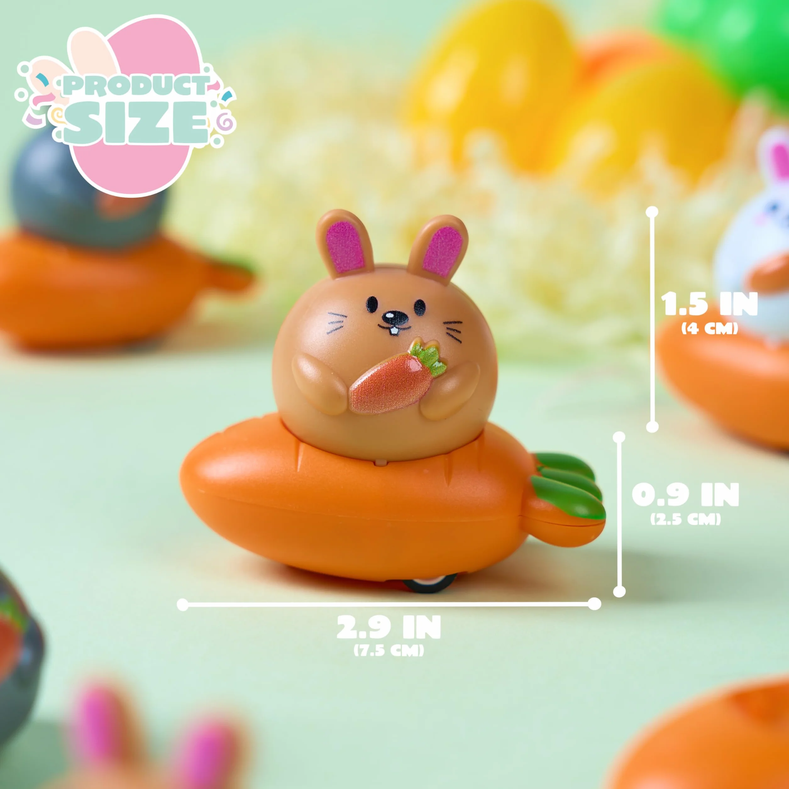 JOYIN 6 sztuk wielkanocnych aut z motywem marchewki z tworzywa sztucznego, zabawki do wciągania z tworzywa sztucznego, prezenty dla dzieci, dorosłych i niemowląt, prezenty na imprezę wielkanocną