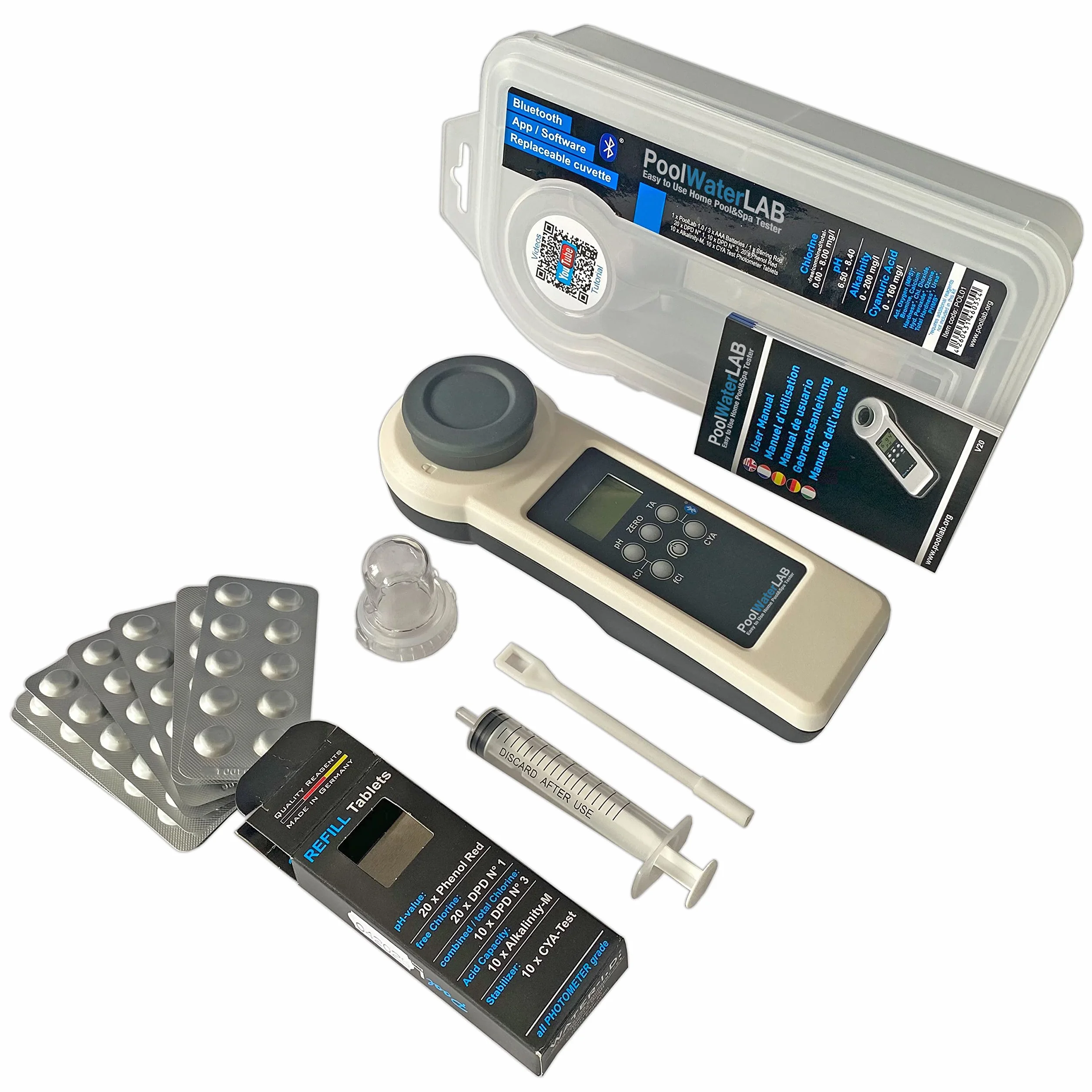 PoolLab 1.0 Special Edition 13 w 1 elektroniczny tester wody z 70 tabletkami testowymi