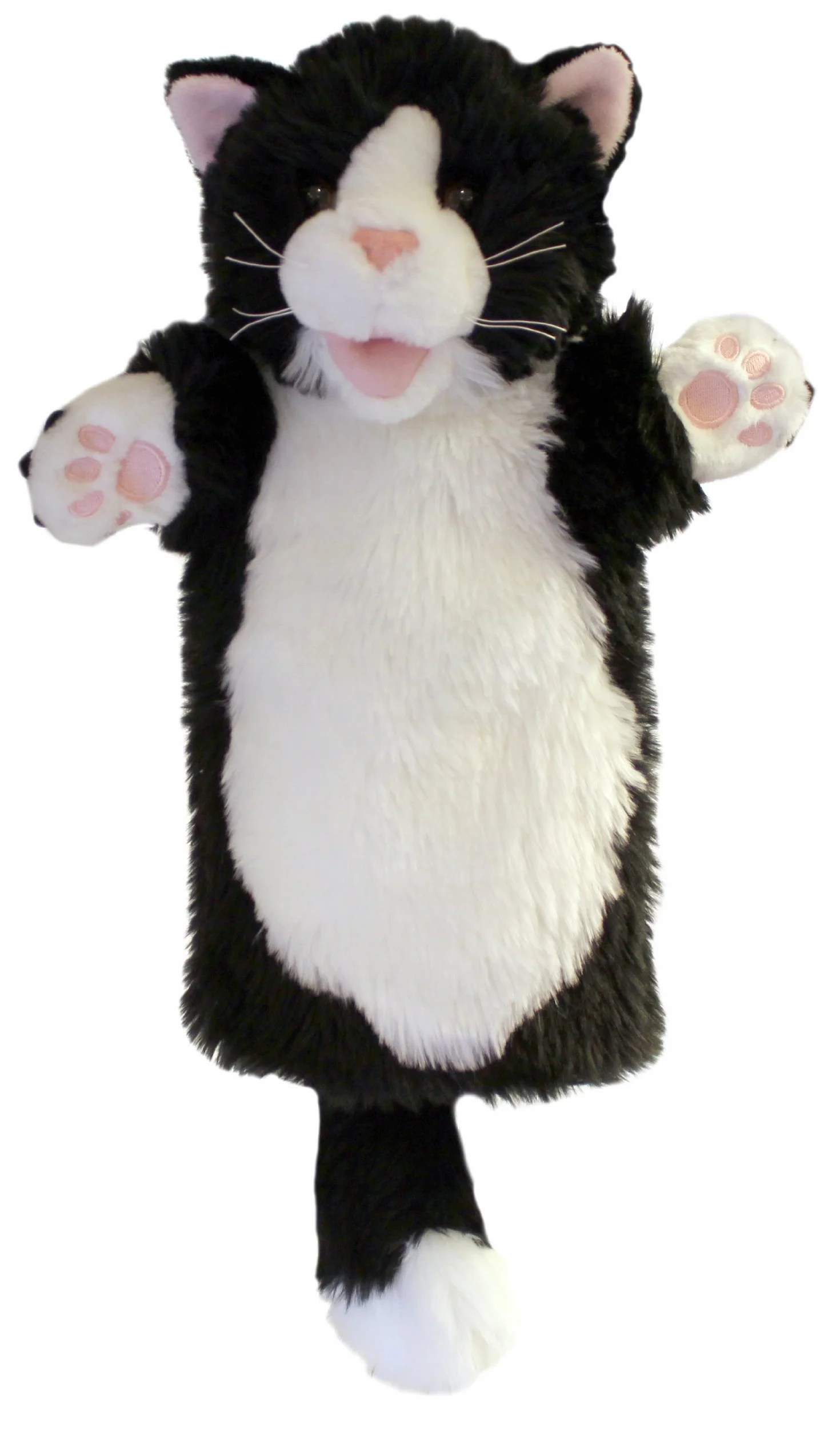 Long Sleeved Glove Puppet - Black and White Cat