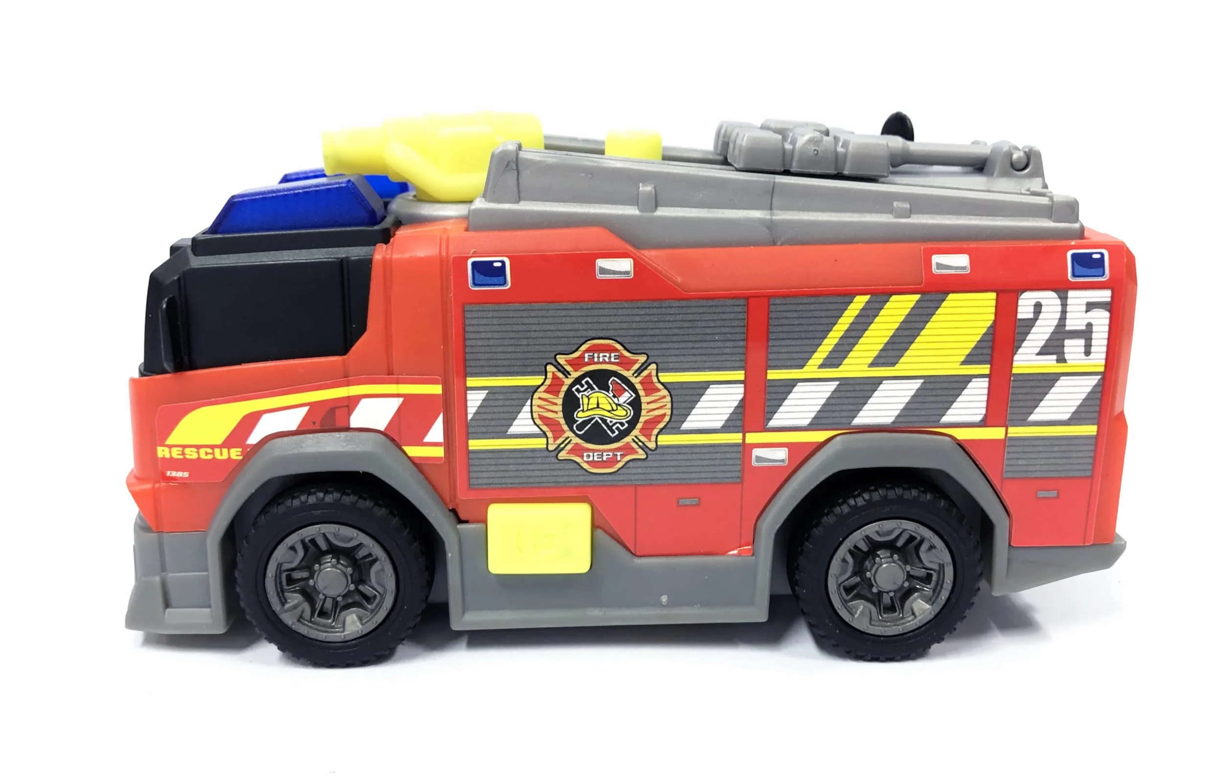 Dickie Toys Samochód strażacki – z prawdziwym rozpryskiwaniem wody, syreną i światłem, wolnobieg, 15 cm długości, zabawka dla dzieci od 3 lat