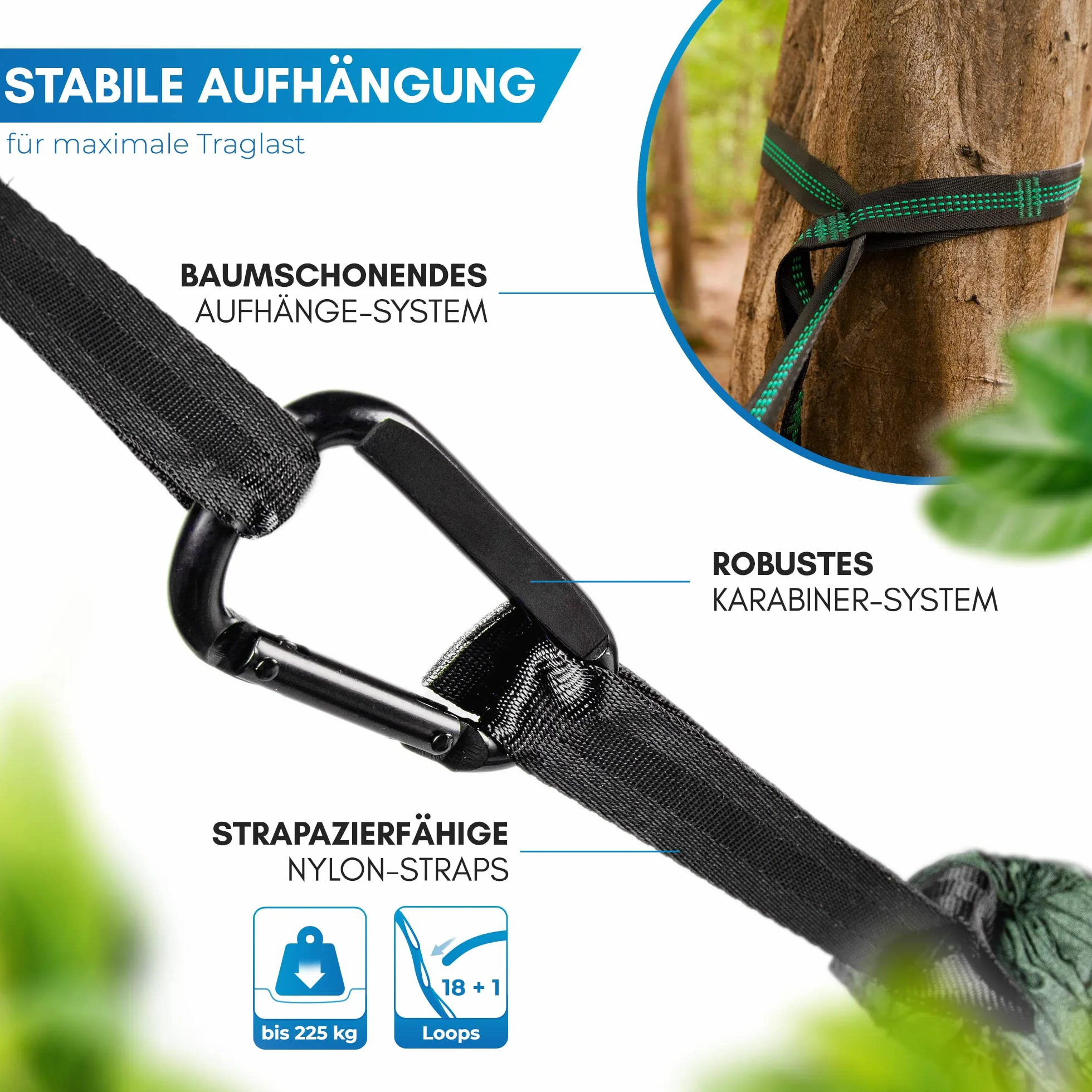 NORDMUT Hamak Outdoor z Zestawem Montażowym 300 kg 140 x 275 cm Zielony
