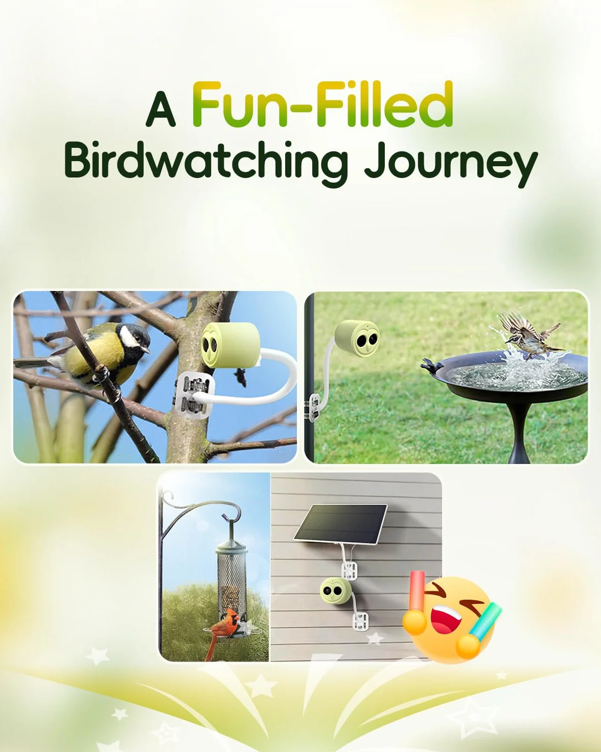 Hibird 4K HD inteligentna kamera do karmnika dla ptaków, zasilana energią słoneczną, podwójne WiFi 2,4G/5G, 6-krotny film w zwolnionym tempie, AI identyfikuje ponad 10 000 gatunków