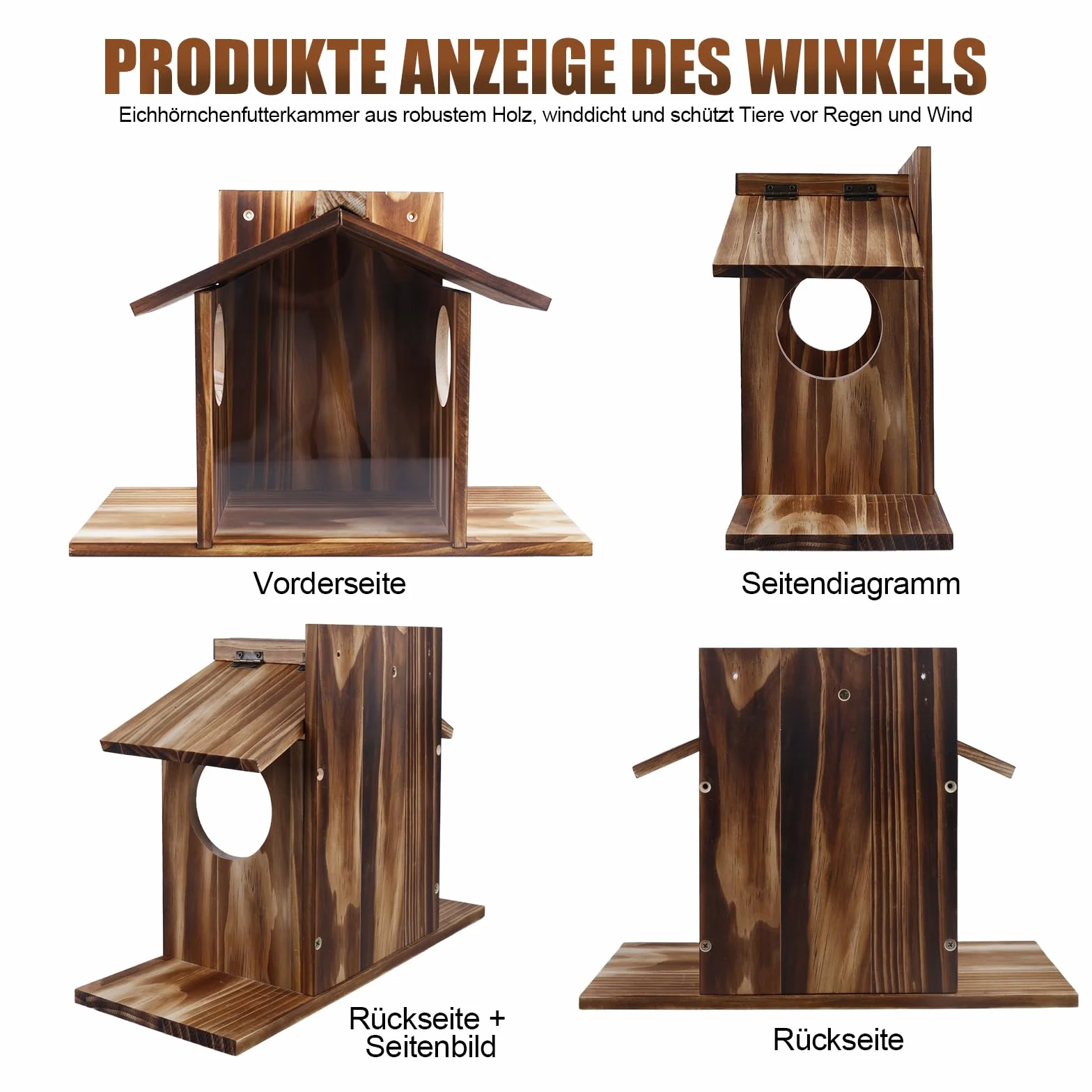 Karmnik dla wiewiórek z drewna odporny na warunki atmosferyczne domek z powłoką oleju lnianego