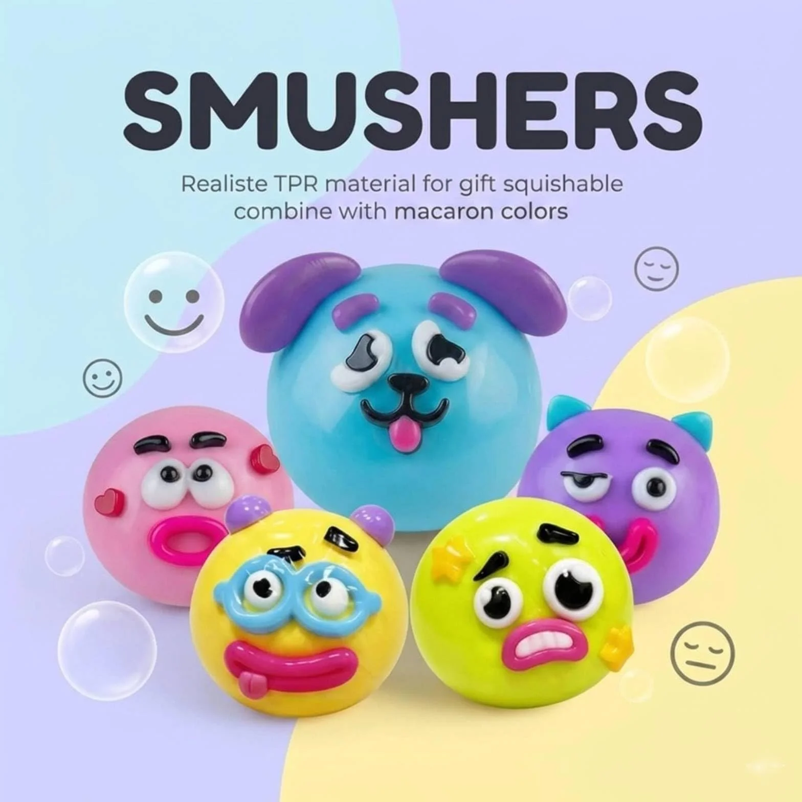 Smushers Squishy Dog - Ornament na biurko, kreatywna dekoracja biurka dla dorosłych, oryginalny pomysł na prezent do biura i domu (fioletowy)