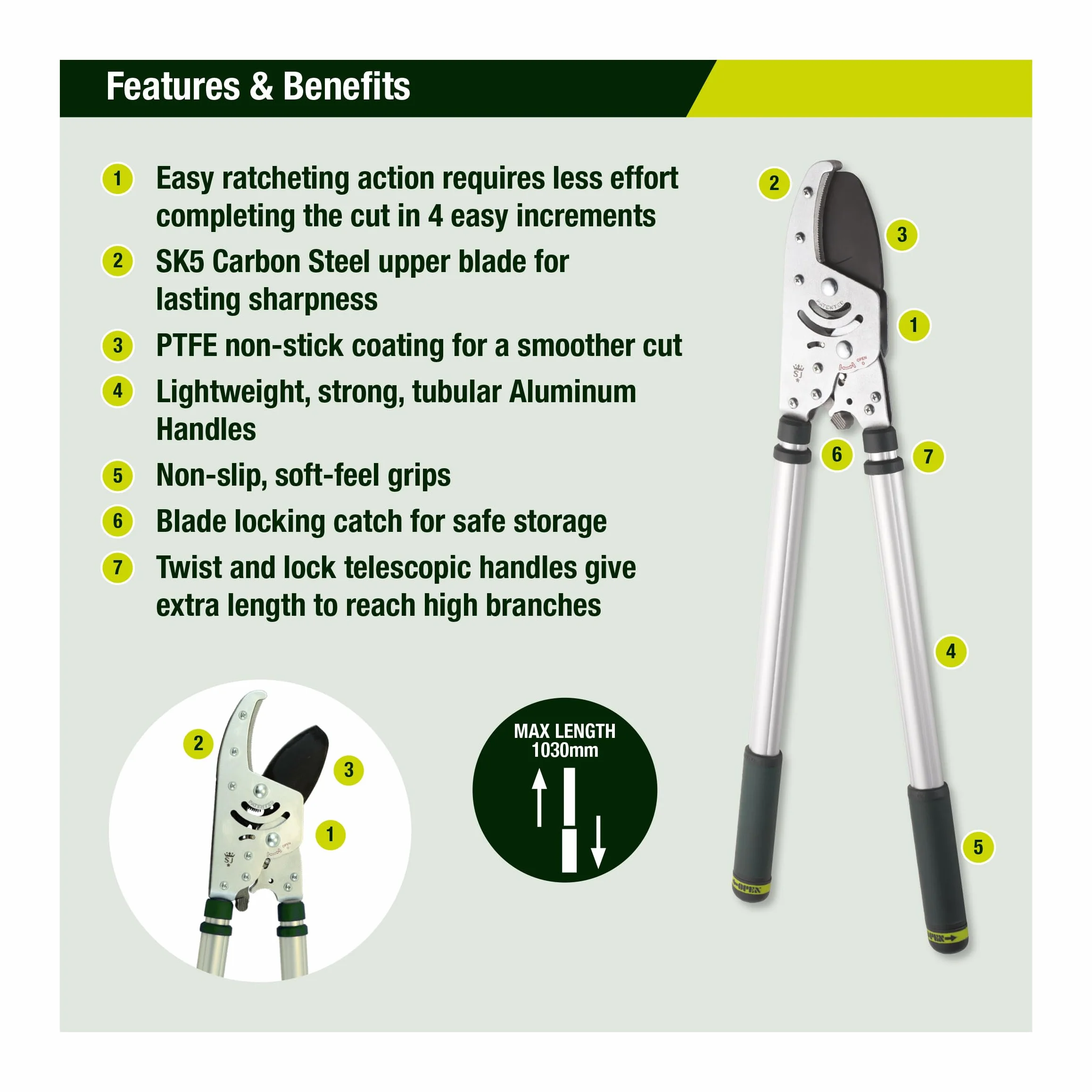 Spear & Jackson 8290KEW Razorsharp Sekator kowadełkowy teleskopowy