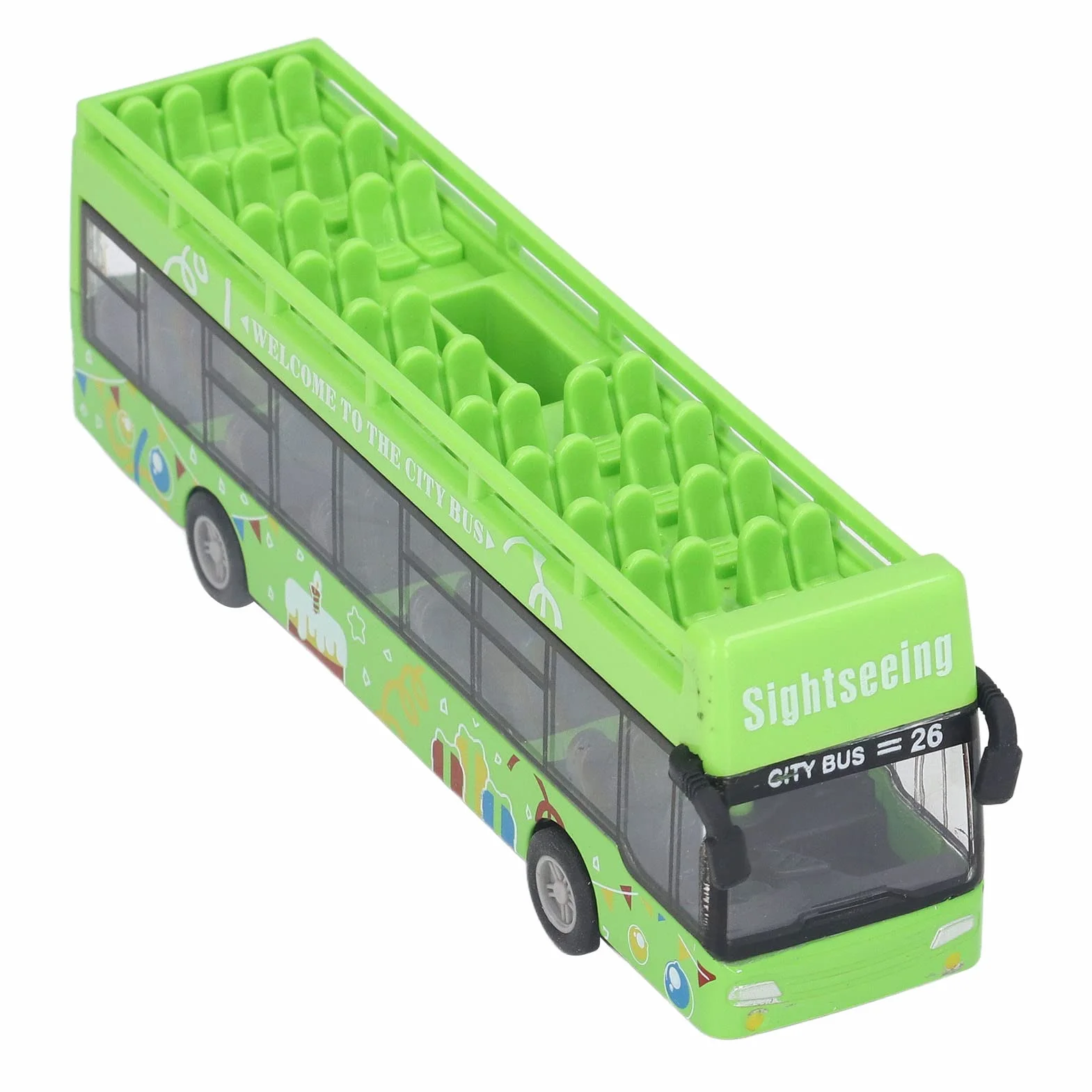 Zielony Autobus, Stop Stopu Wysokiej Symulacji Metalowy Autobus Typu Pull-back Zabawka dla Dzieci dla Dzieci(Zielony)