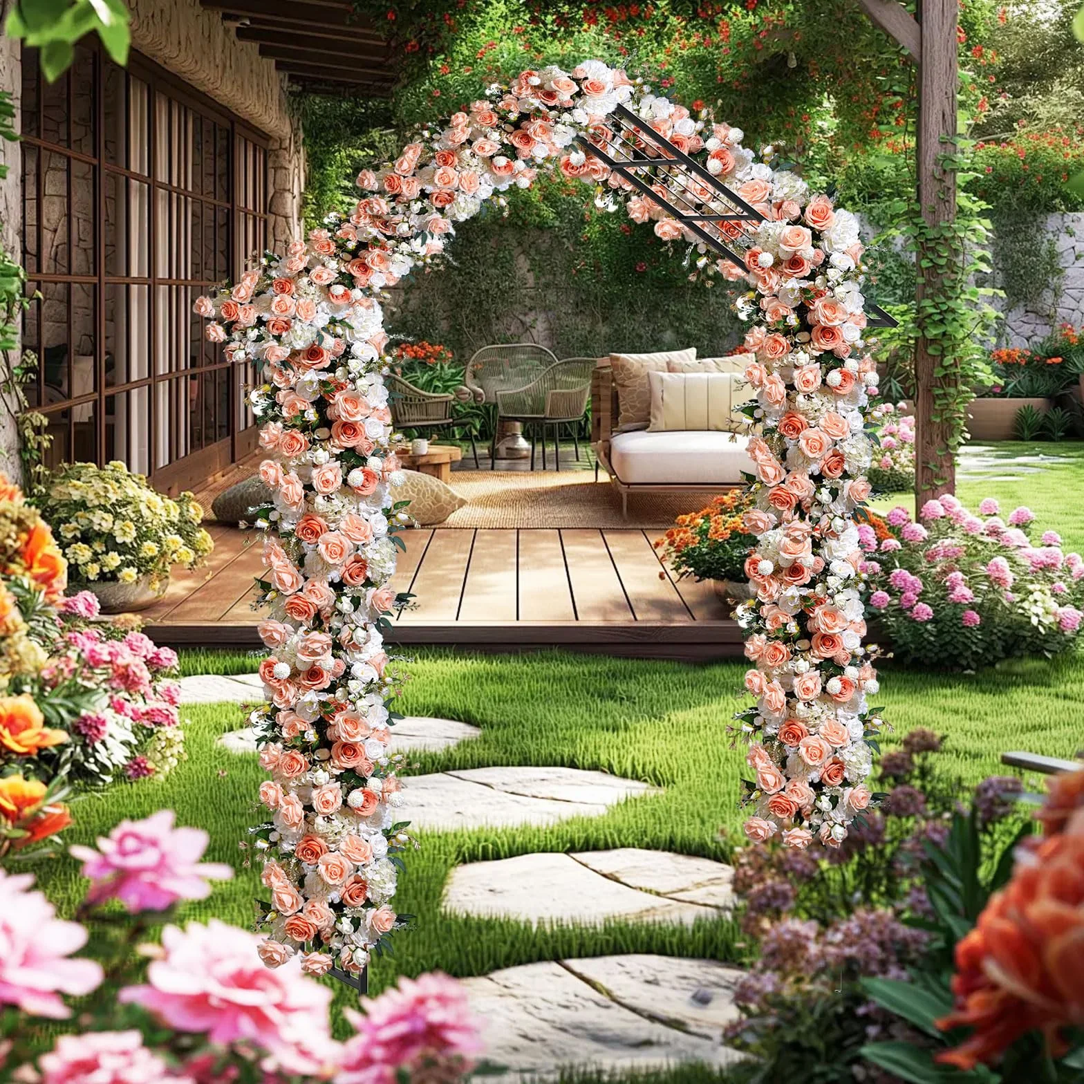 GOPLUS Łuk ogrodowy metalowy pergola 140 x 40 x 223 cm