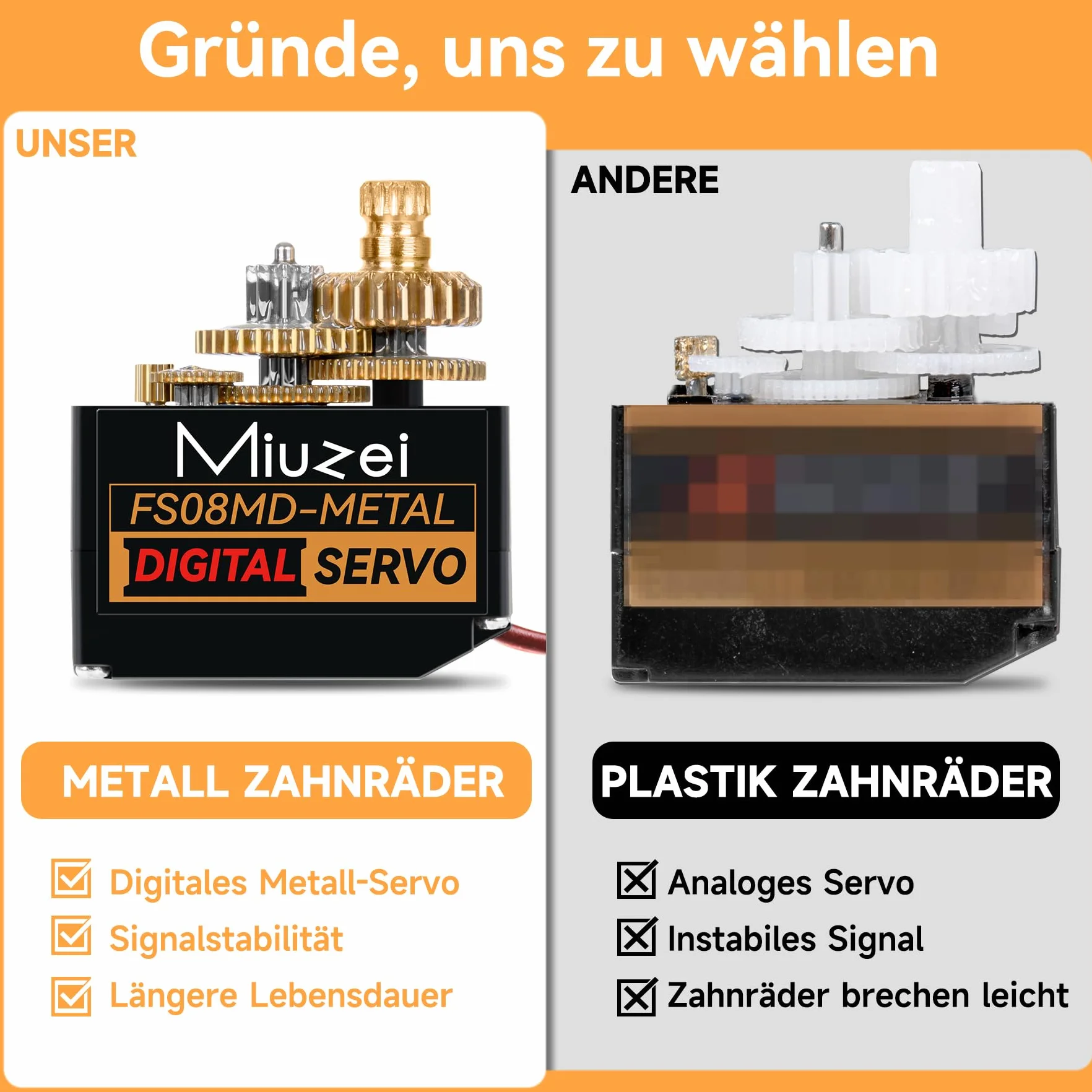 Miuzei Mini serwo RC cyfrowy serwomotor z metalową przekładnią do samochodu 1/24 SCX24 AX24 Car Boot Robot ramię 5 V 180 stopni mikro silnik serwo kierownicy z uchwytem, rogiem mocującym i kablem 25