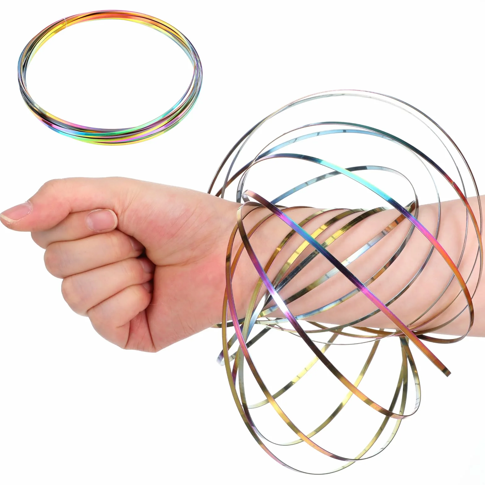 Qianyu Pierścień z przepływem Spinner 3D Kolorowe Pierścienie Przepływowe Fidget Infinity Pętla