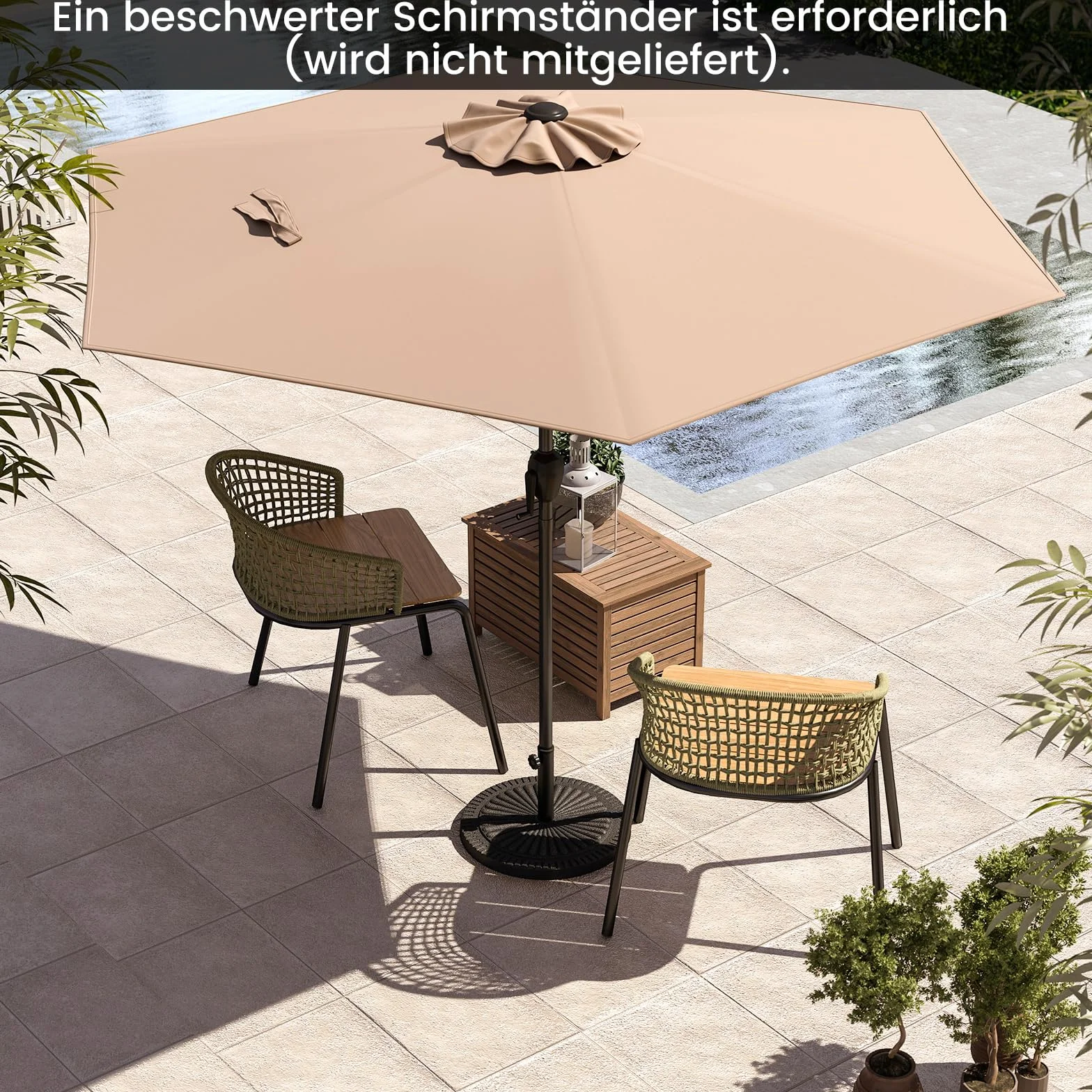 COSTWAY Parasol przeciwsłoneczny 265 cm z korbą obustronnie zginany 30° parasol tarasowy 18 żeber z włókna szklanego aluminiowy drążek