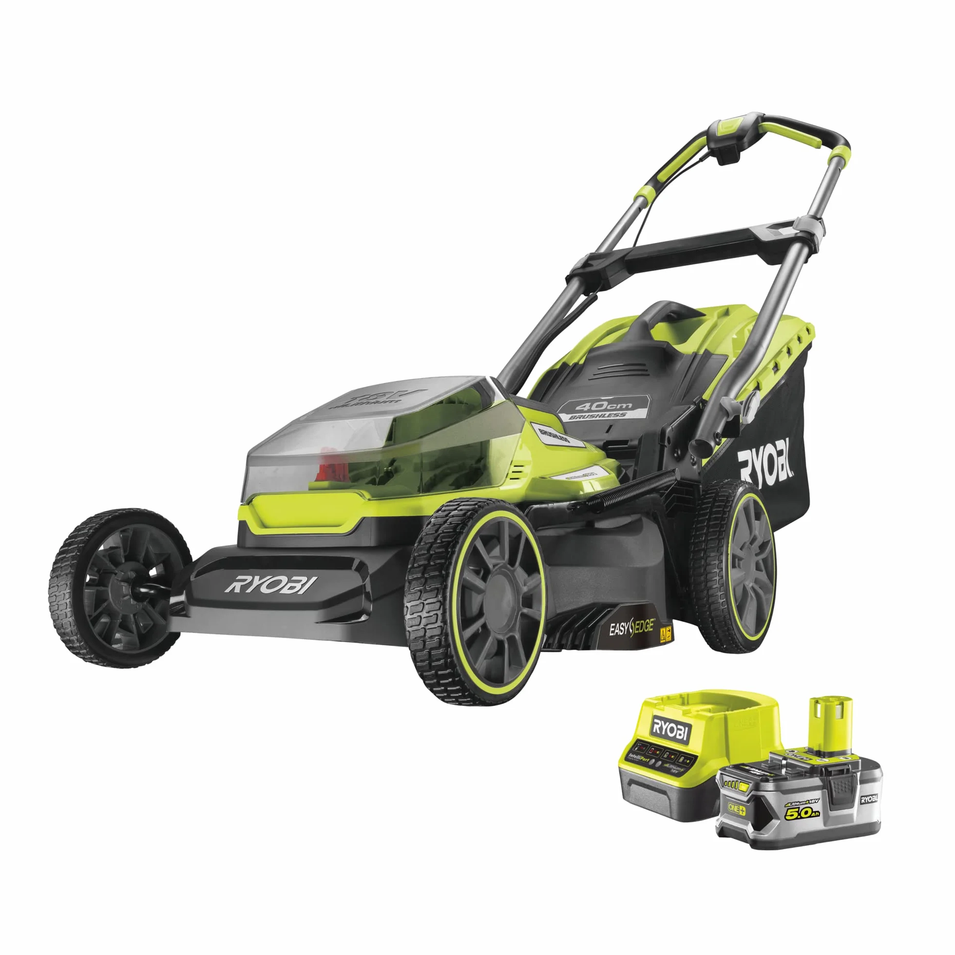 Ryobi Kosiarka 18V RY18LMX40A-150 Bezszczotkowa 40cm Regulacja Wysokości Koszenia 25-70mm Mulczowanie Teleskopowa Rękojeść