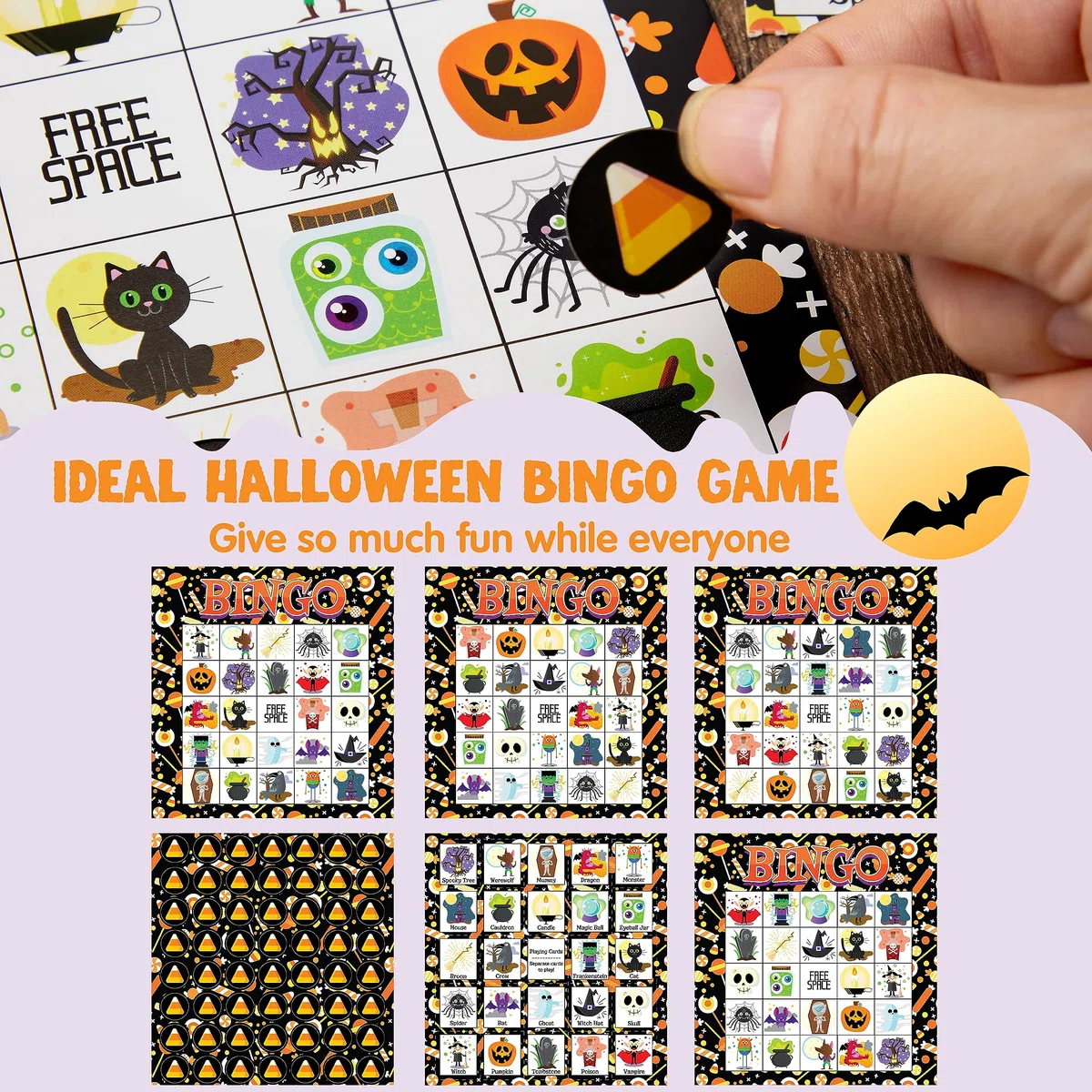JOYIN 28 Halloween Bingo karta do gry na zajęcia szkolne i rodzinne, Halloween, Halloween, majsterkowanie do klasy, przybory szkolne, gry planszowe