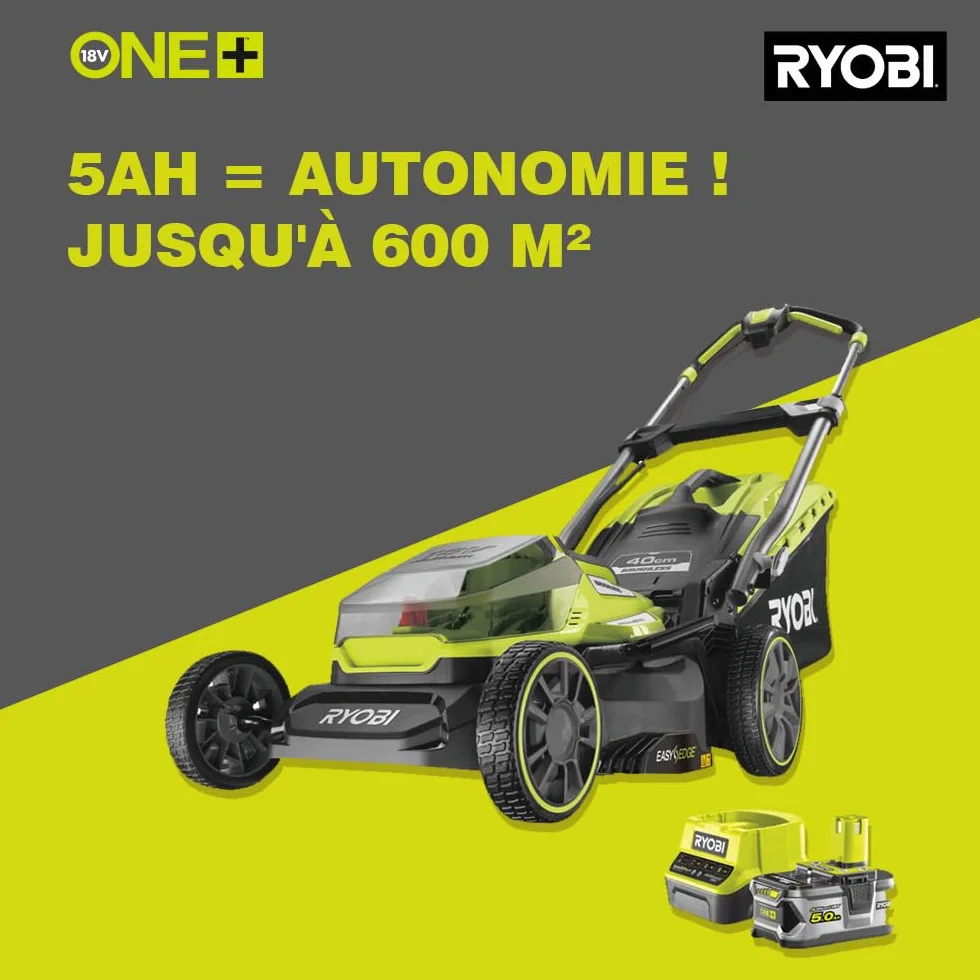 Ryobi Kosiarka 18V RY18LMX40A-150 Bezszczotkowa 40cm Regulacja Wysokości Koszenia 25-70mm Mulczowanie Teleskopowa Rękojeść