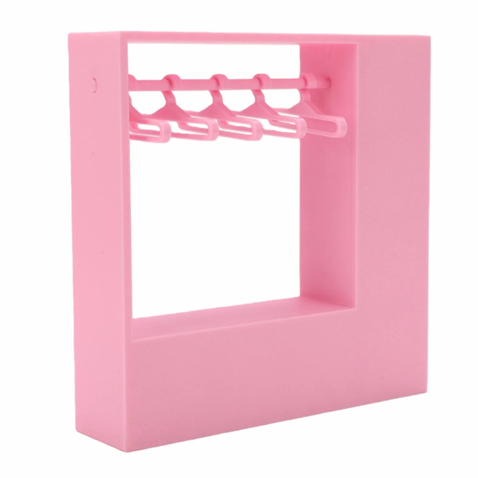 Generic Pudełko Wystawowe z Akcesoriami dla Lalek z 10 Wieszakami do Organizowania Ubranek dla Lalek i Szafy do Przechowywania Odzieży Idealne Ozdabiania Plastikowych Domków (PINK)