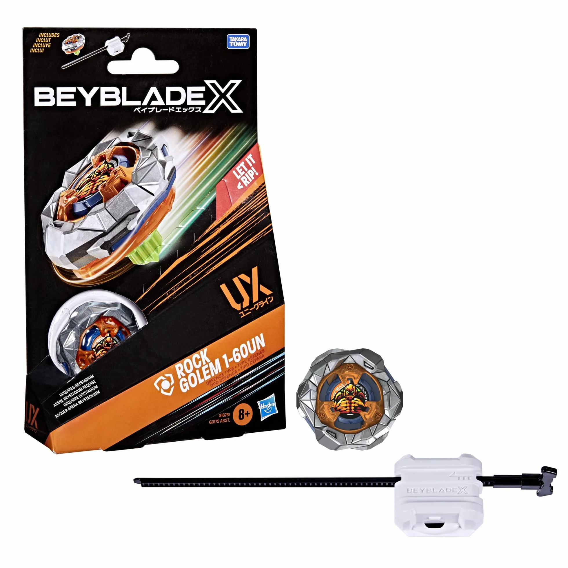 Pakiet startowy Beyblade X Rock Golem 1-60UN UX, bączek i wyrzutnia