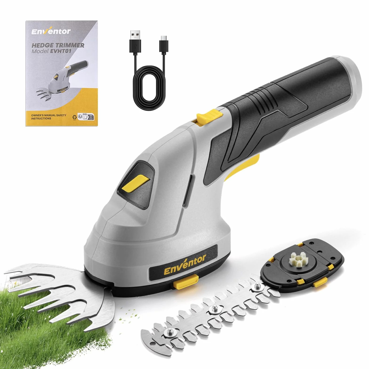 Enventor Sekator ogrodowy 7,4 V 2000mAh 2-in-1 Cordless Hedge Trimmer & Grass Shear