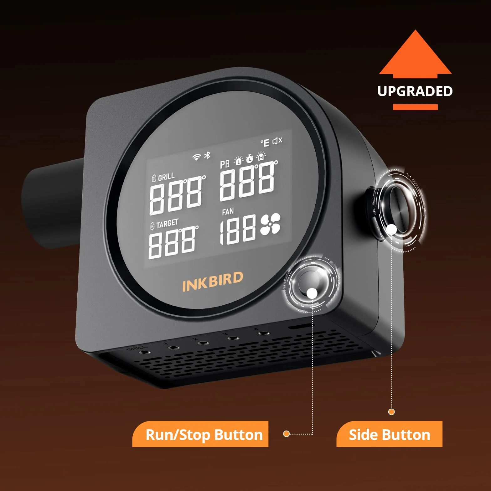 Inkbird Dmuchawa do grilla Wi-Fi 5G Bluetooth 5.0 regulator temperatury z 5 sondami automatyczny wentylator wędzarniczy