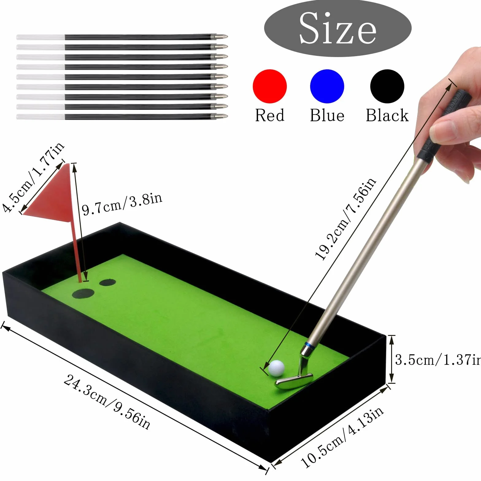 3-częściowy zestaw długopisów golfowych, prezent dla mężczyzn, śmieszne prezenty, pisak golfowy, mini golf, zestaw na biurko, prezent dla taty