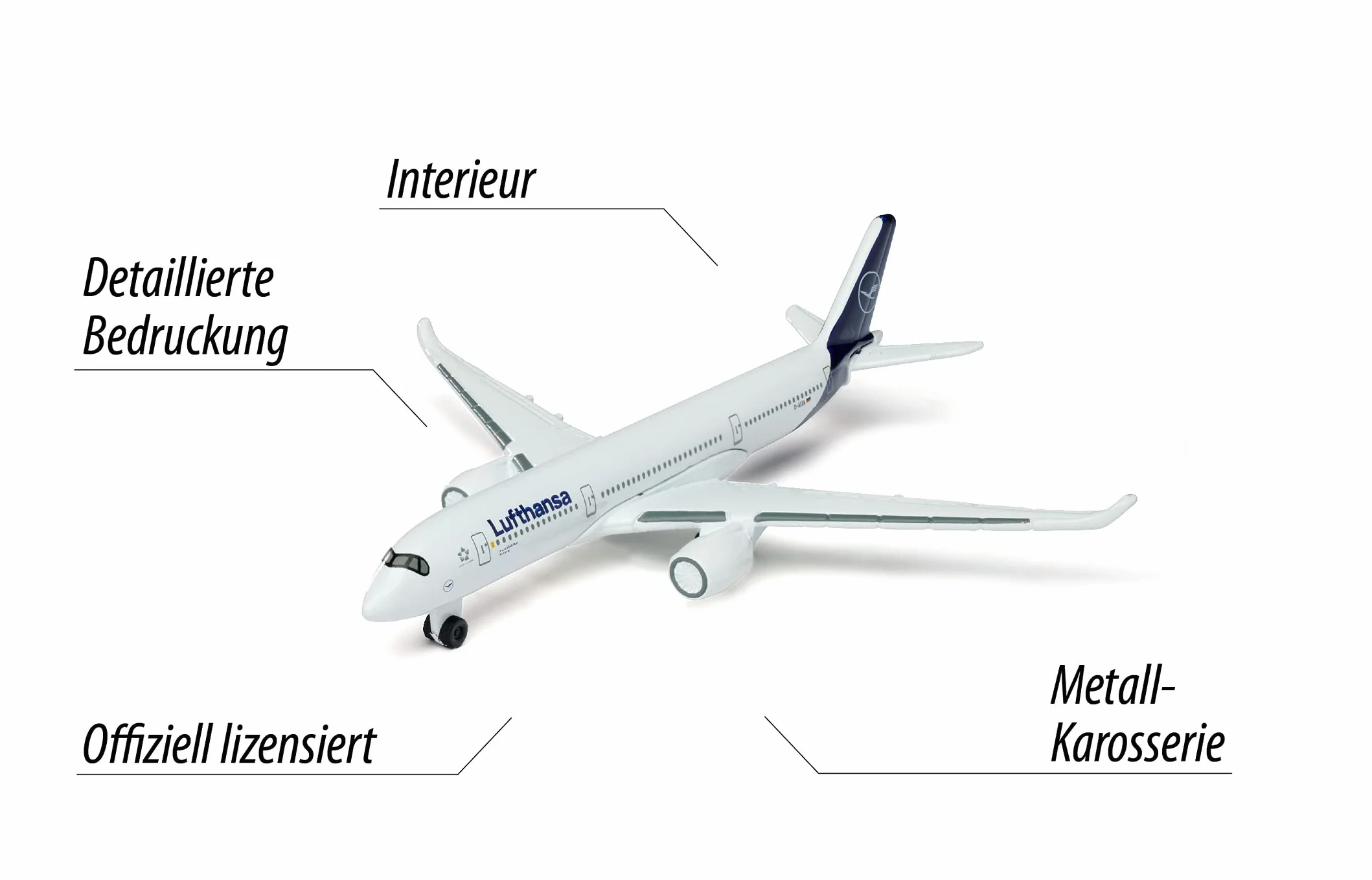 Majorette - Airplane Airbus 350 Lufthansa Samolot, Biały, 212057980Q02