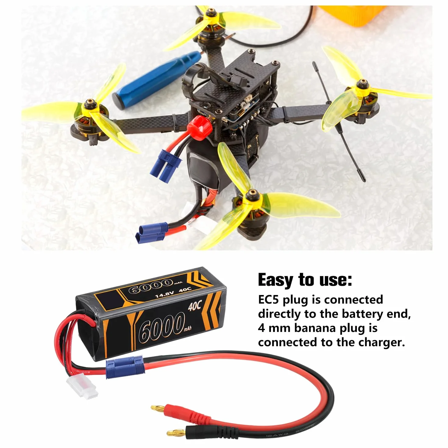 YIXISI 2 Sztuk EC5 do 4.0 Wtyczki Bananowej RC Battery Charge Cable, Złącze EC5 do 4.0 mm Wtyczki Bananowej z 30 cm 12AWG Silicone Cable, do Akumulatorów RC Helicopter Quadcopter Lipo