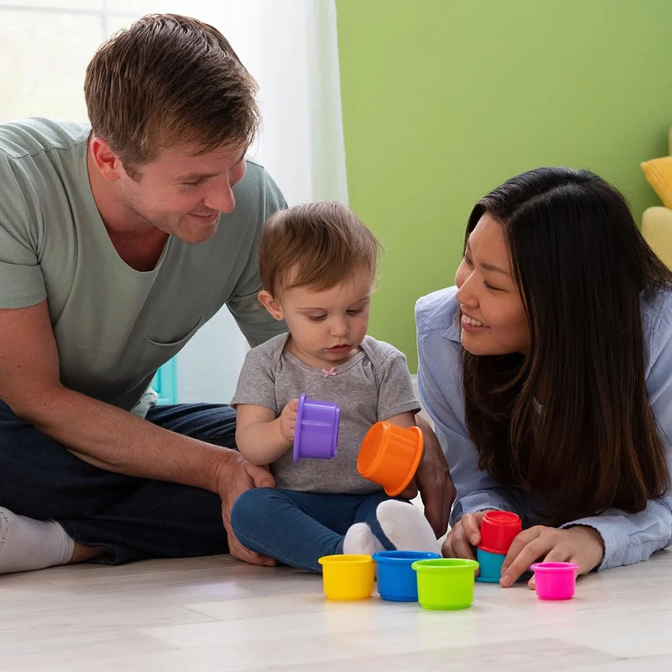 LAMAZE - Pile And Play Stacking Cups - Stacking And Nesting Toy Set - Stacking Cups for Babys - Colourful Toys of Babys, Multicoloured, From 0 Months +