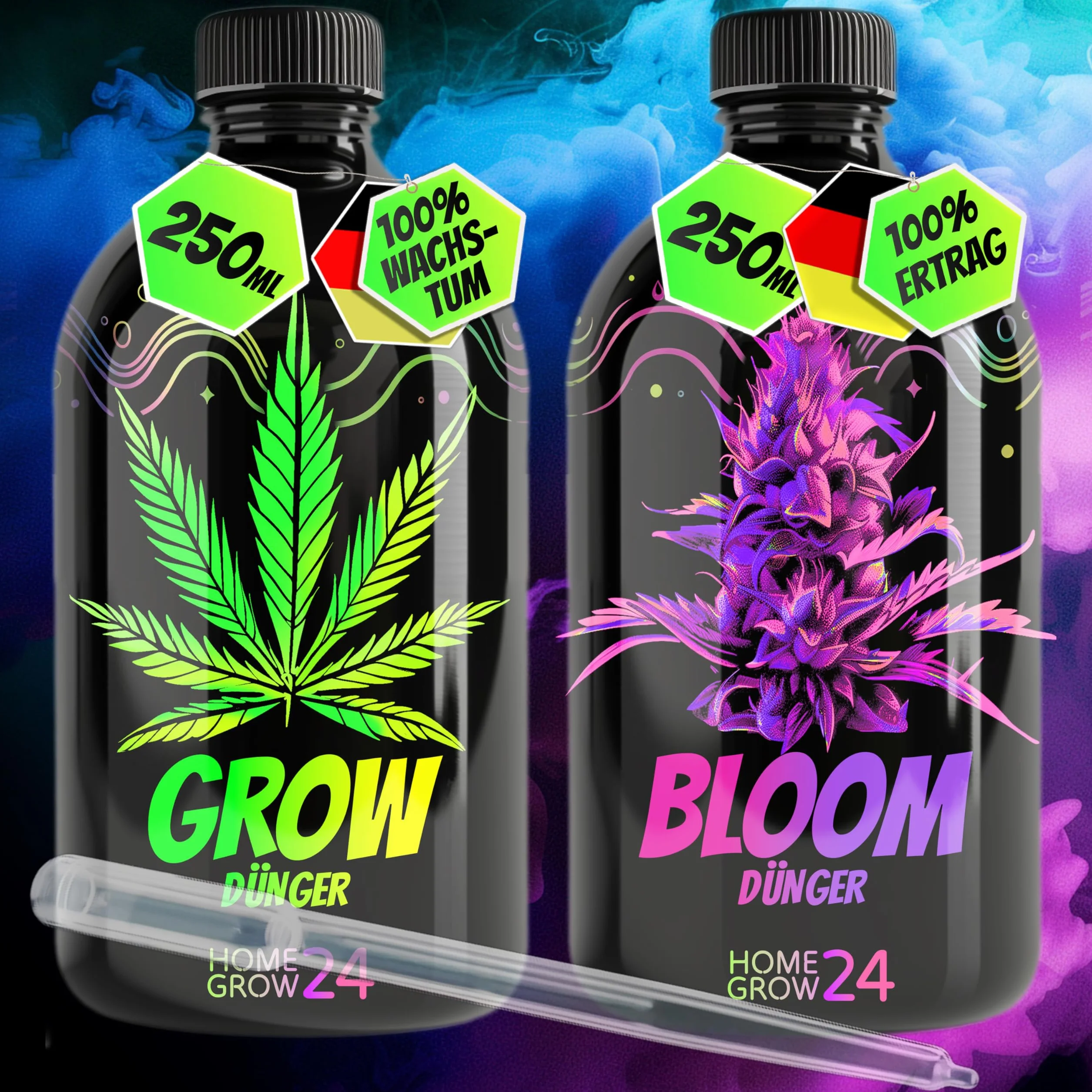 Homegrow24 Mleko konopne Duo Grow & Bloom Zestaw startowy 2x250 ml do uprawy roślin konopi