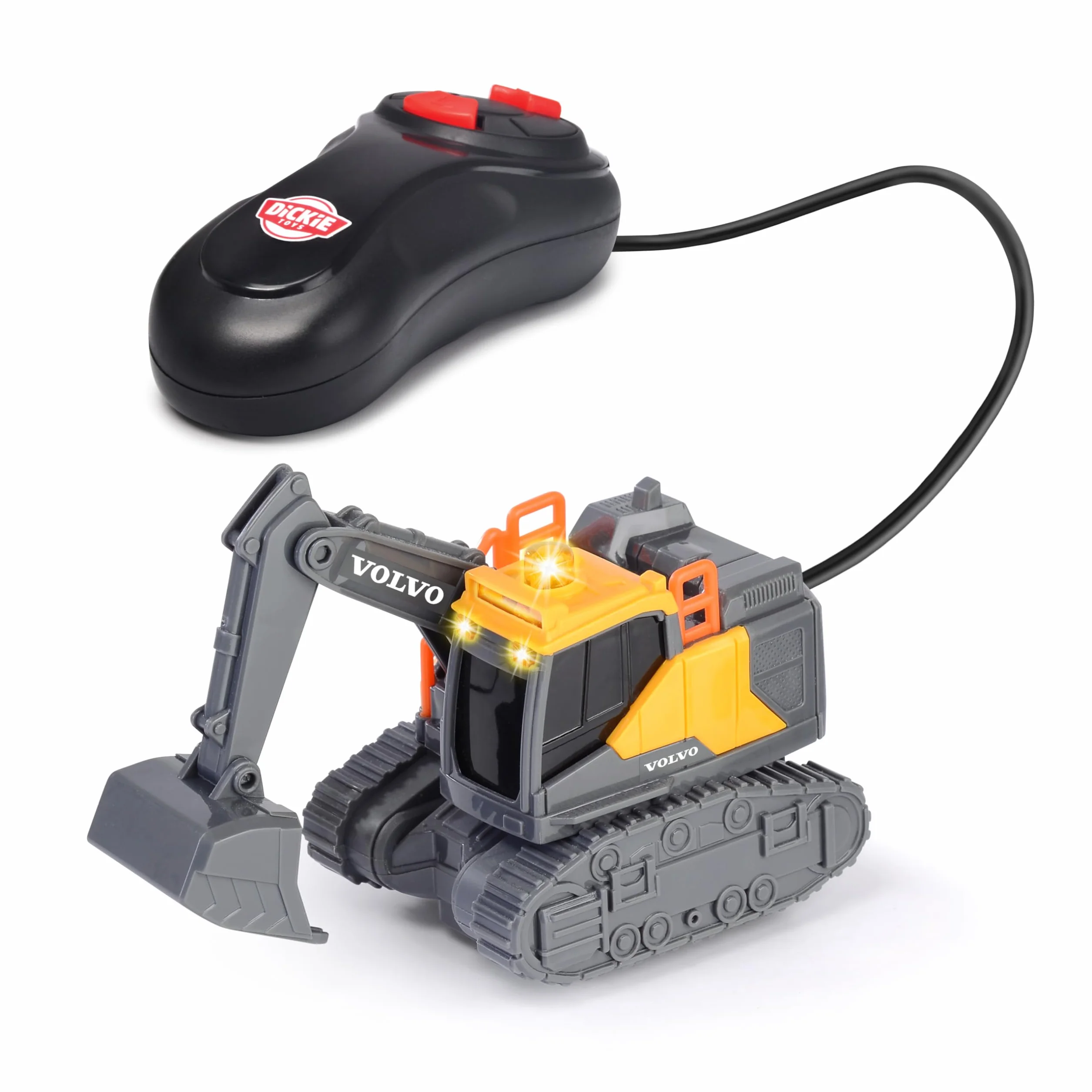 Dickie Toys 203722013 VOLVO Koparka, sterowany pojazd budowlany z pilotem, światła, ruchome ramię 14cm