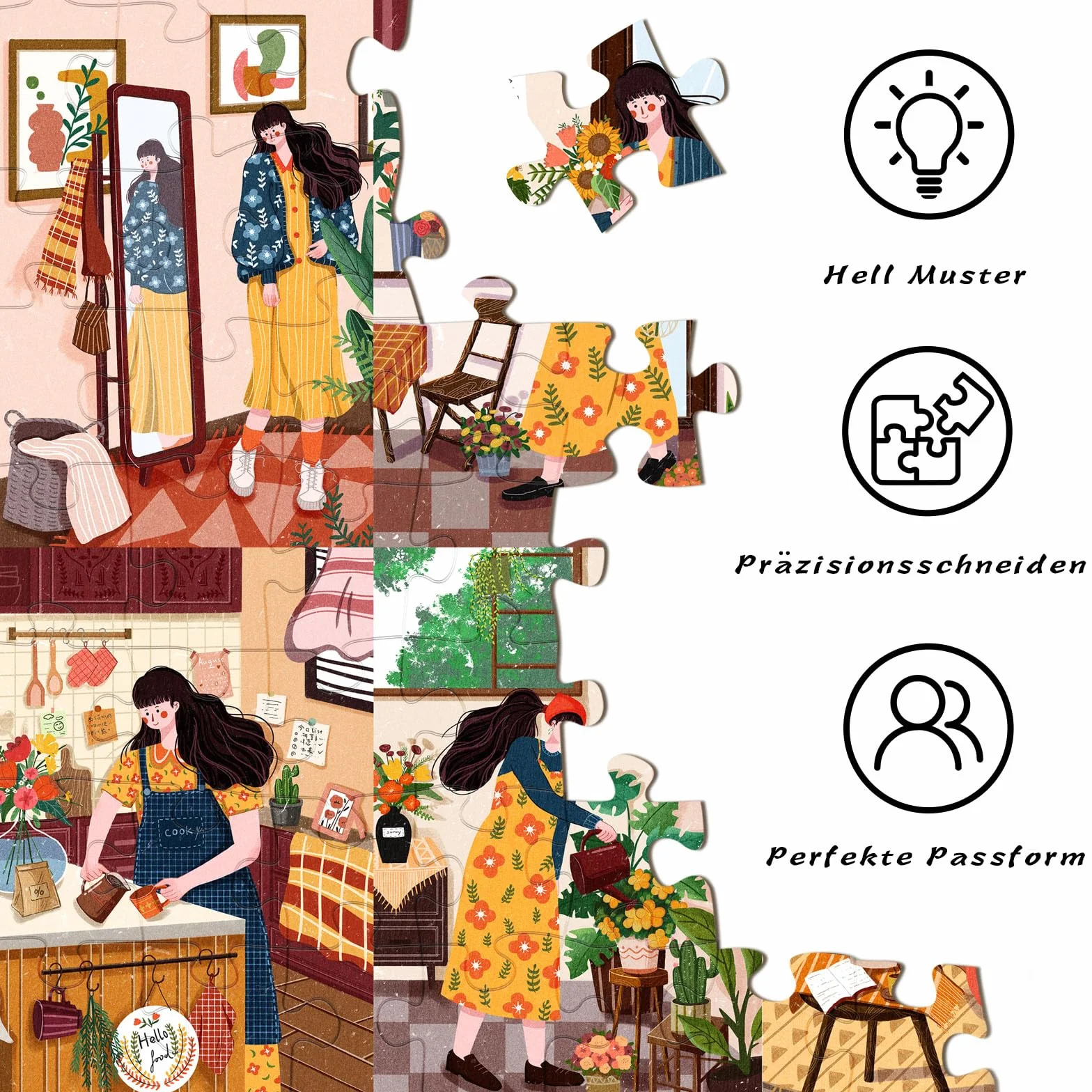 HUADADA Puzzle 1000 elementów puzzle 1000 elementów sklep z deserami dla dorosłych klasyczne puzzle prezent (relaksujący dzień)