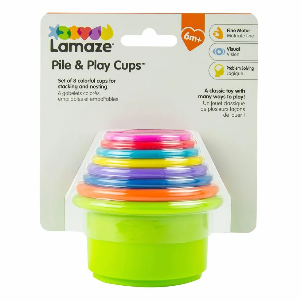 LAMAZE - Pile And Play Stacking Cups - Stacking And Nesting Toy Set - Stacking Cups for Babys - Colourful Toys of Babys, Multicoloured, From 0 Months +