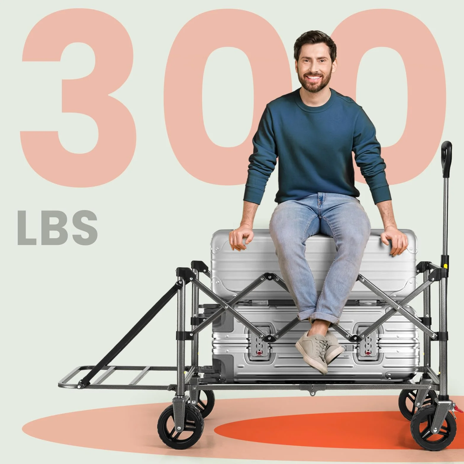 Overmont Składany wózek transportowy 200I, nośność 120 kg, duża pojemność, na wszystkie tereny