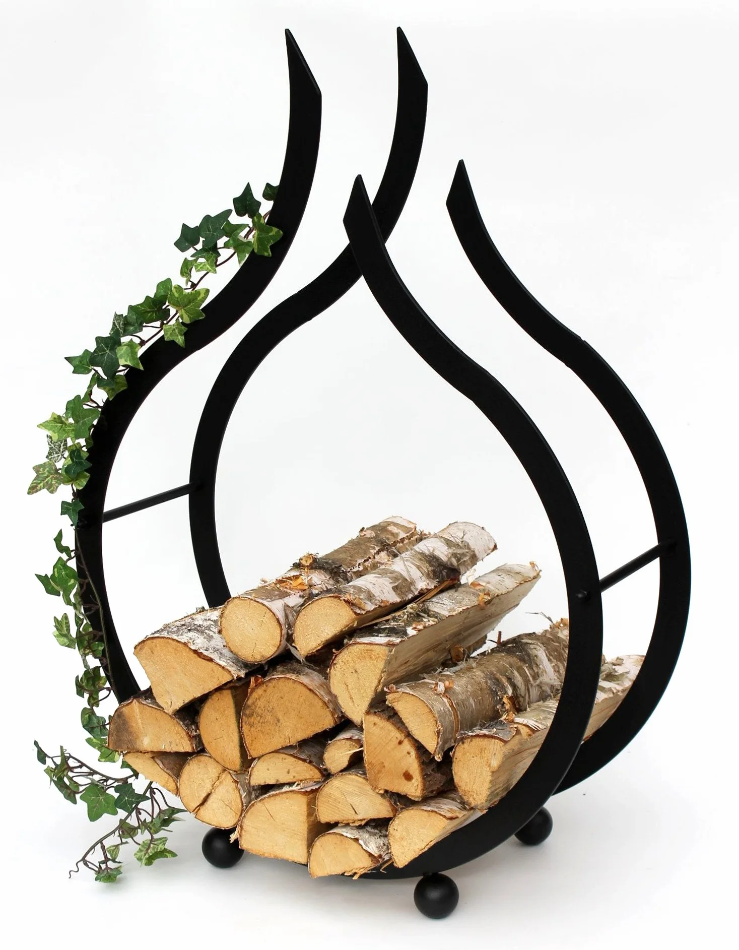 DanDiBo Stojak na drewno opałowe metalowy czarny 78 cm