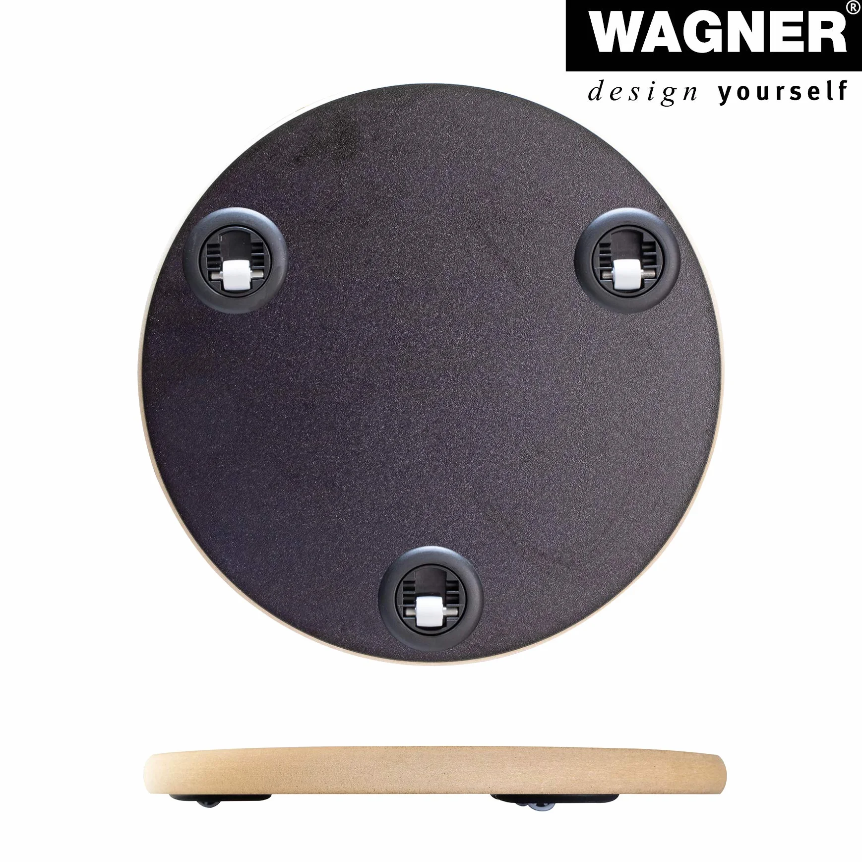 WAGNER Podstawka pod rośliny Black Ø 29,5 x 2,5 cm MDF z powłoką melaminową nośność 100 kg Made in Germany